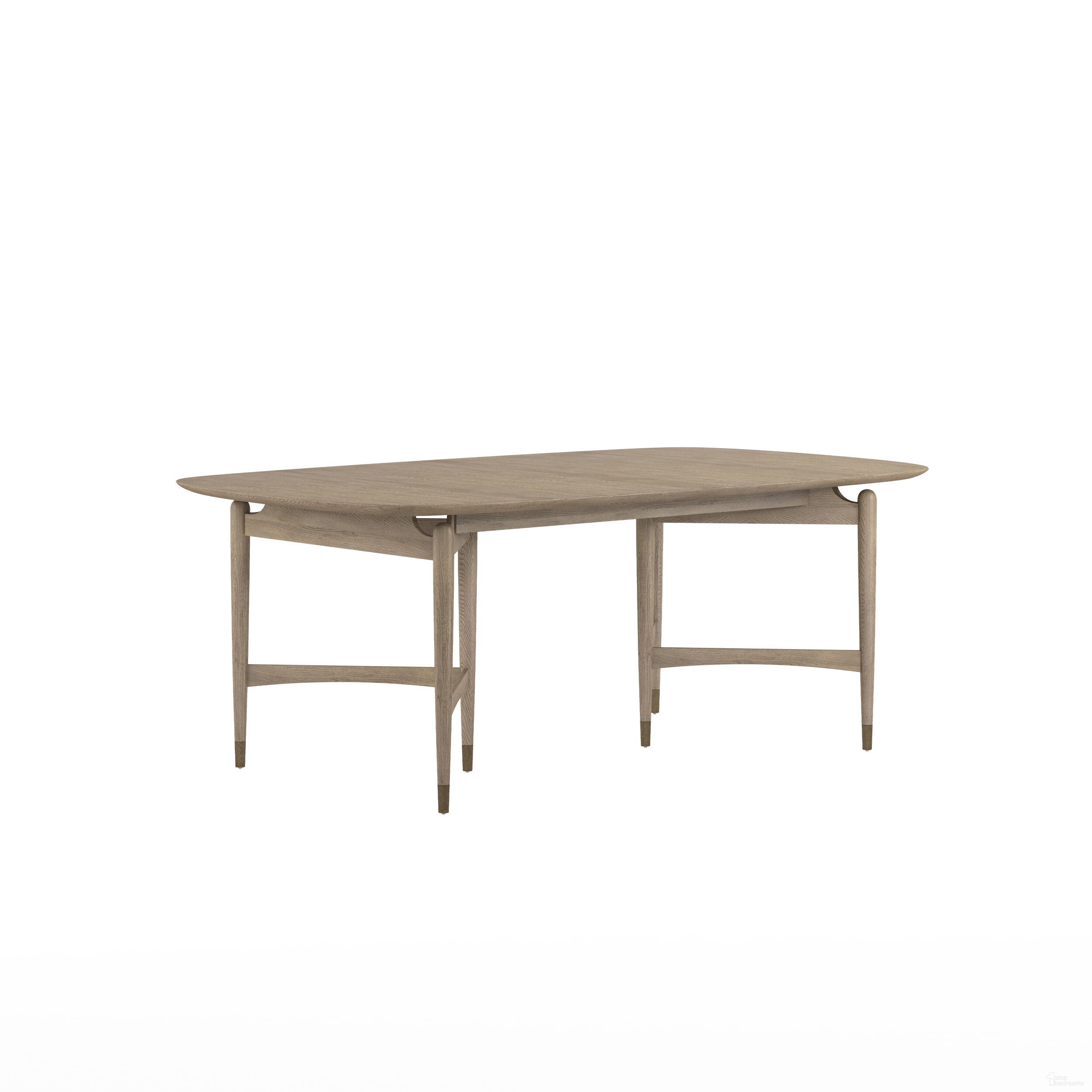 The appearance of Finn Rectangular Dining Table In Light Brown designed by A.R.T. in the transitional interior design. This light brown piece of furniture  was selected by 1StopBedrooms from Finn Collection to add a touch of cosiness and style into your home. Sku: 313220-2803TP;313220-2803BS. Table Base Style: Double Pedestal. Table Top Shape: Rectangular. Material: Parawood. Size: 46" x 118".