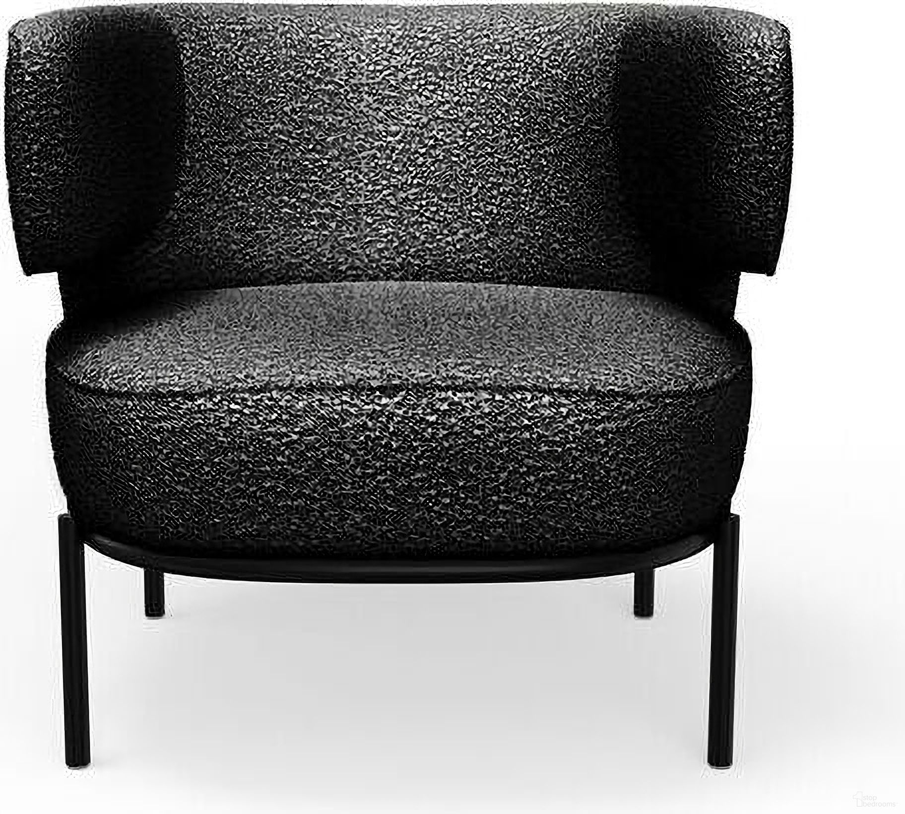 The appearance of Finn Lounge Chair Black Powder Coated Steel Base In Licorice Boucle designed by Mobital in the modern / contemporary interior design. This licorice boucle piece of furniture  was selected by 1StopBedrooms from Finn Collection to add a touch of cosiness and style into your home. Sku: LCH-FINN-LIBO-PCBLA. Material: Fabric.