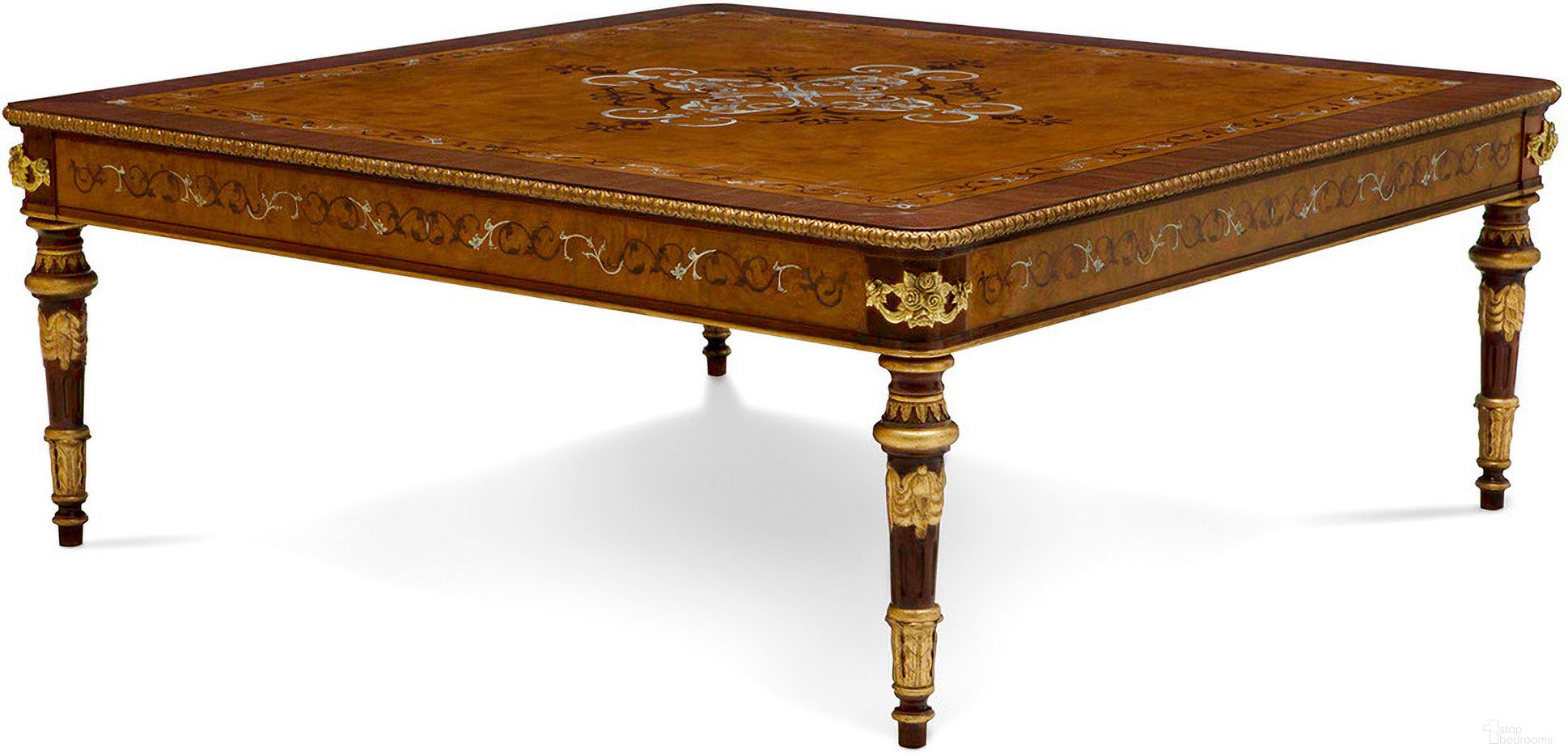 The appearance of Finneas Cocktail Table In Brown and Gold designed by Maitland-Smith in the modern / contemporary interior design. This brown/gold piece of furniture was selected by 1StopBedrooms from Maitland Smith Collection to add a touch of cosiness and style into your home. Sku: 89-0611. Material: Burl Veneer.