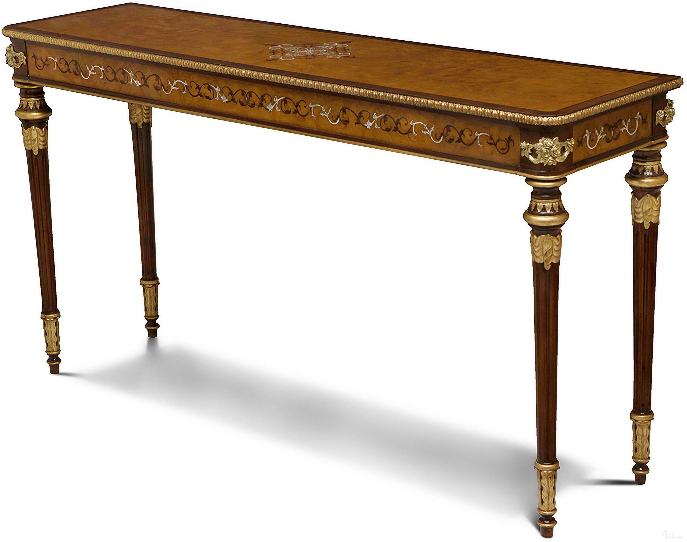 Finneas Console Table In Brown/Brass/Gold