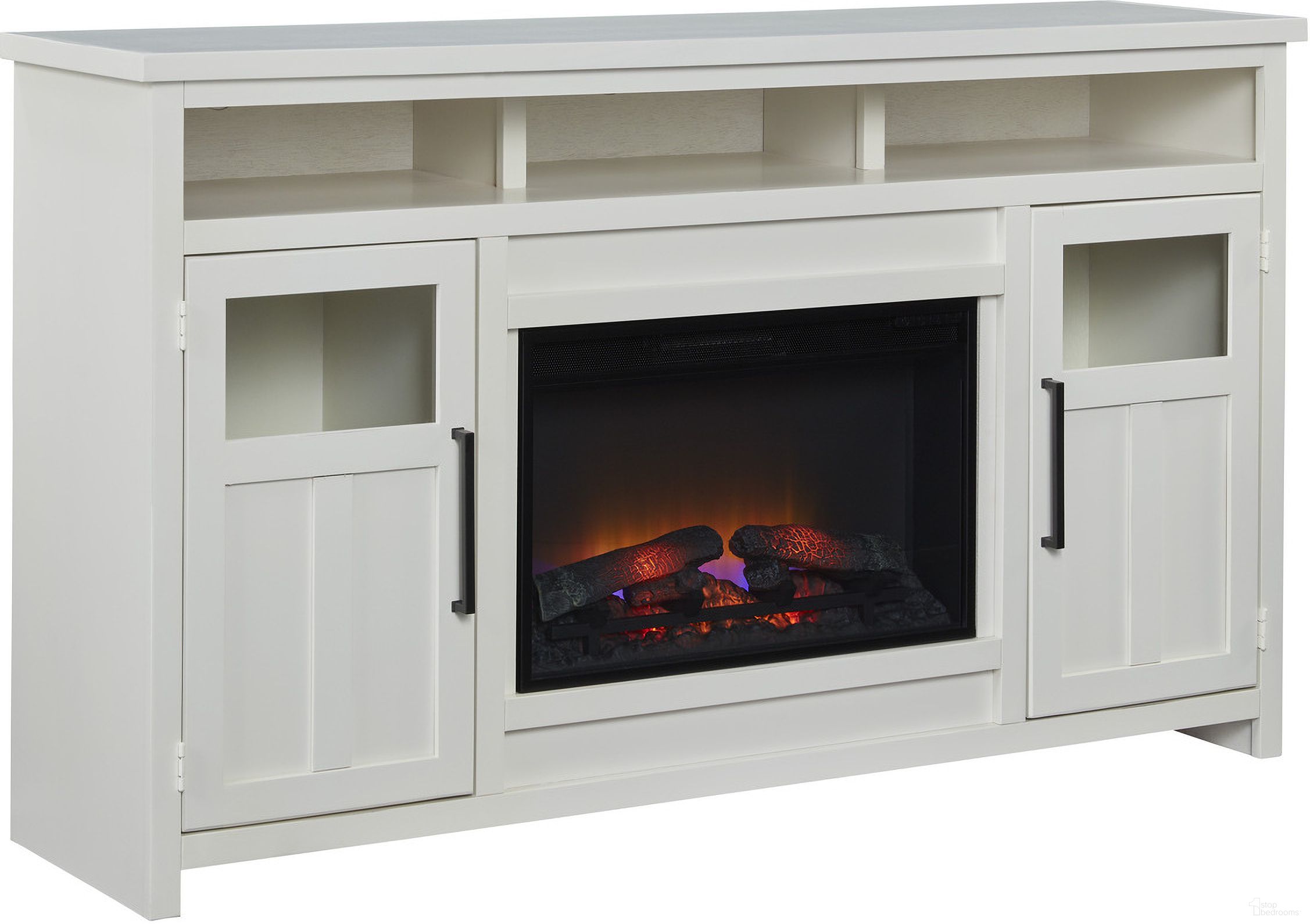 The appearance of Finnegan 66 Inch Fireplace Console In White designed by Aspenhome in the country / farmhouse interior design. This white piece of furniture  was selected by 1StopBedrooms from Finnegan Collection to add a touch of cosiness and style into your home. Sku: MTT1940-WHI. Material: Wood.