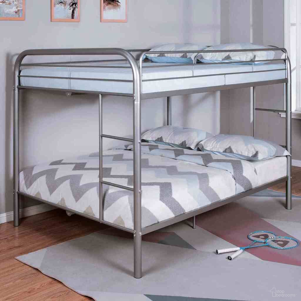 The appearance of Finnerty Full Over Full Bunk Bed In Silver designed by Furniture of America in the modern / contemporary interior design. This silver piece of furniture was selected by 1StopBedrooms from Finnerty Collection to add a touch of cosiness and style into your home. Sku: CM-BK1032SV-FF-1;CM-BK1032SV-FF-2. Bed Type: Bunk Bed. Material: Metal. Bed Size: Full Over Full.