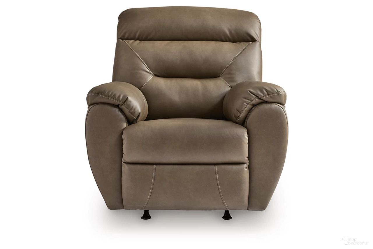 The appearance of Finsbury Recliner In Biscotti designed by Signature Design by Ashley in the modern / contemporary interior design. This biscotti piece of furniture was selected by 1StopBedrooms from Finsbury Collection to add a touch of cosiness and style into your home. Sku: NC8400225. Material: Fabric.