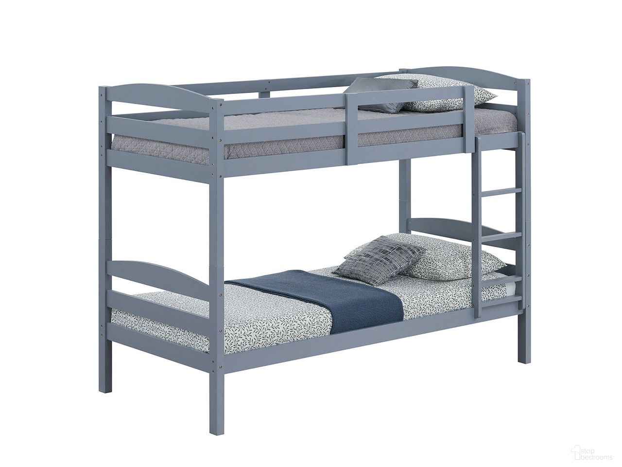 The appearance of Finsbury Twin Over Twin Bunk In Gray designed by Furniture of America in the transitional interior design. This gray piece of furniture was selected by 1StopBedrooms from Finsbury Collection to add a touch of cosiness and style into your home. Sku: FM-BK110GY-T. Bed Type: Bunk Bed. Bed Size: Twin Over Twin. Material: Solid Hardwood.
