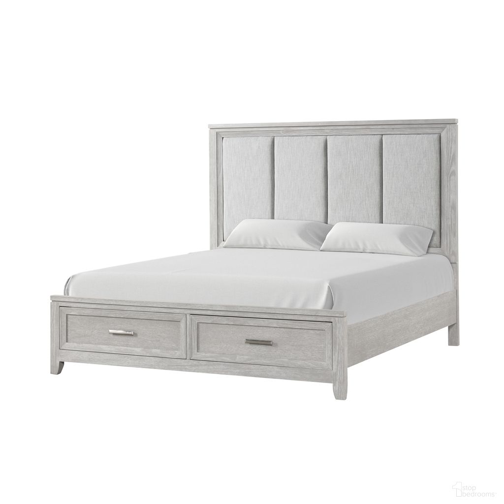 The appearance of Fiona California King Bed In Mist Gray designed by New Classic in the transitional interior design. This gray mist piece of furniture was selected by 1StopBedrooms from Fiona Collection to add a touch of cosiness and style into your home. Sku: B2442-110;B2442-128;B2442-230. Bed Type: Storage Bed. Material: Wood. Bed Size: California King.