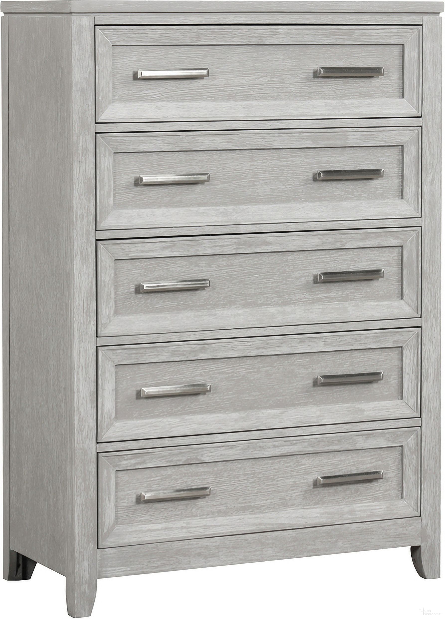 The appearance of Fiona Chest In Mist Gray designed by New Classic in the transitional interior design. This gray mist piece of furniture was selected by 1StopBedrooms from Fiona Collection to add a touch of cosiness and style into your home. Sku: B2442-070. Material: Wood.