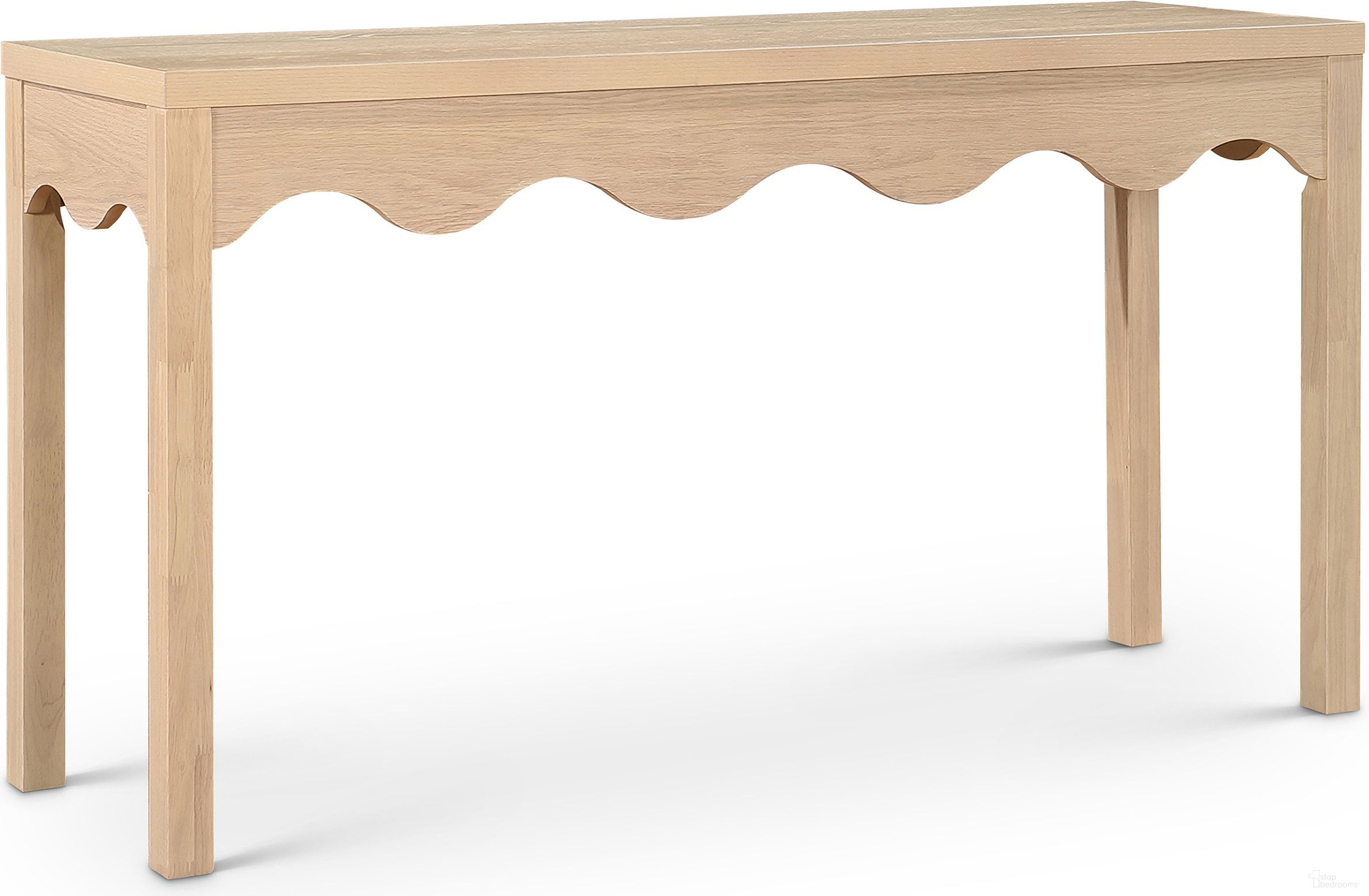 The appearance of Fiora Console Table In Natural designed by Meridian in the modern / contemporary interior design. This natural piece of furniture was selected by 1StopBedrooms from Fiora Collection to add a touch of cosiness and style into your home. Sku: 99041Natural-S. Material: Oak Veneer.
