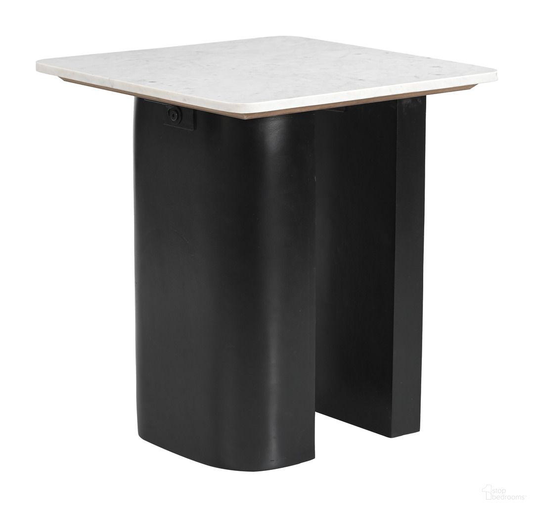 The appearance of Fiora Side Table In White and Black designed by Zuo Modern in the modern / contemporary interior design. This white and black piece of furniture  was selected by 1StopBedrooms from Fiora Collection to add a touch of cosiness and style into your home. Sku: 110933. Material: Marble.