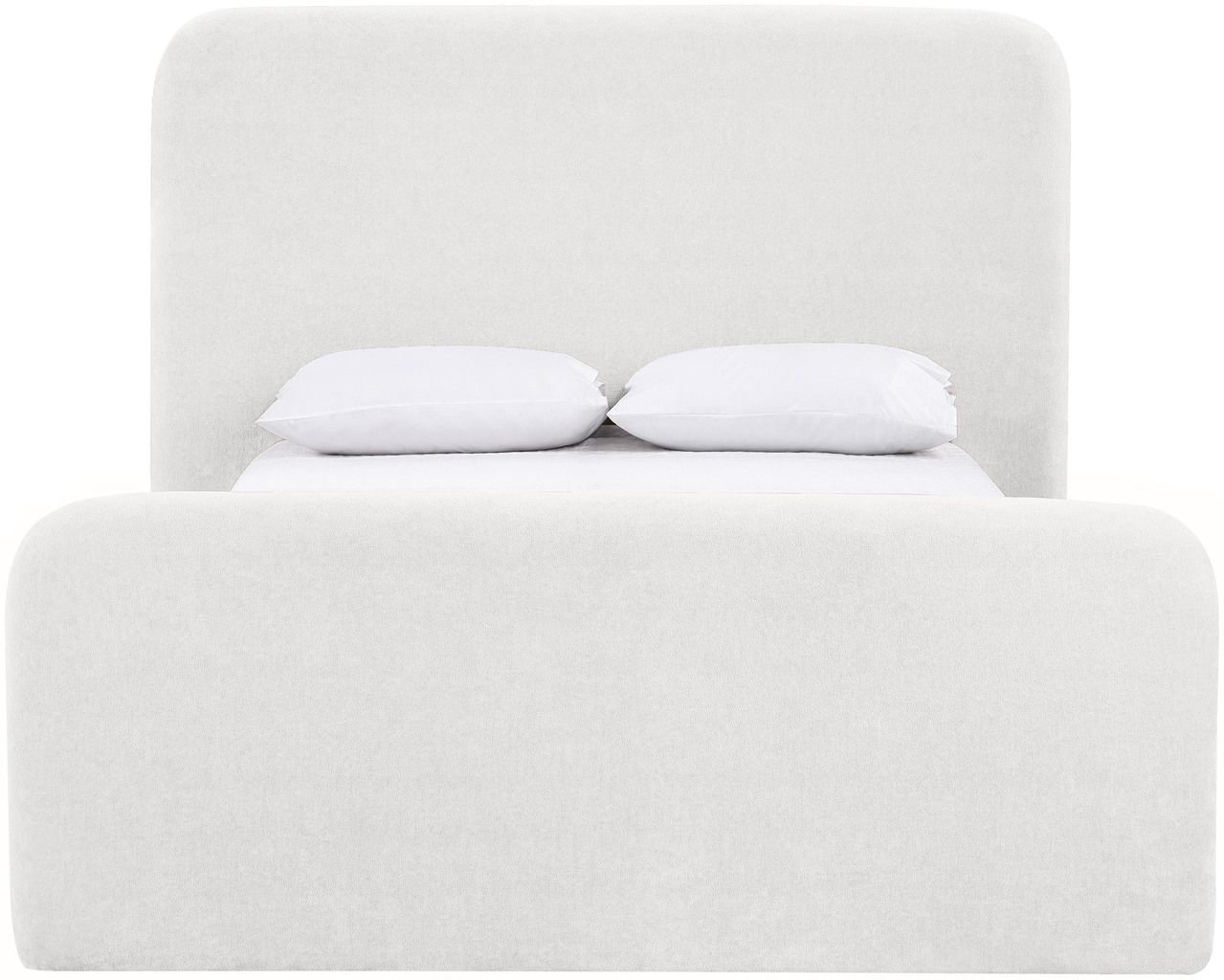 Fira Chenille Fabric Upholstered King Bed In Cream