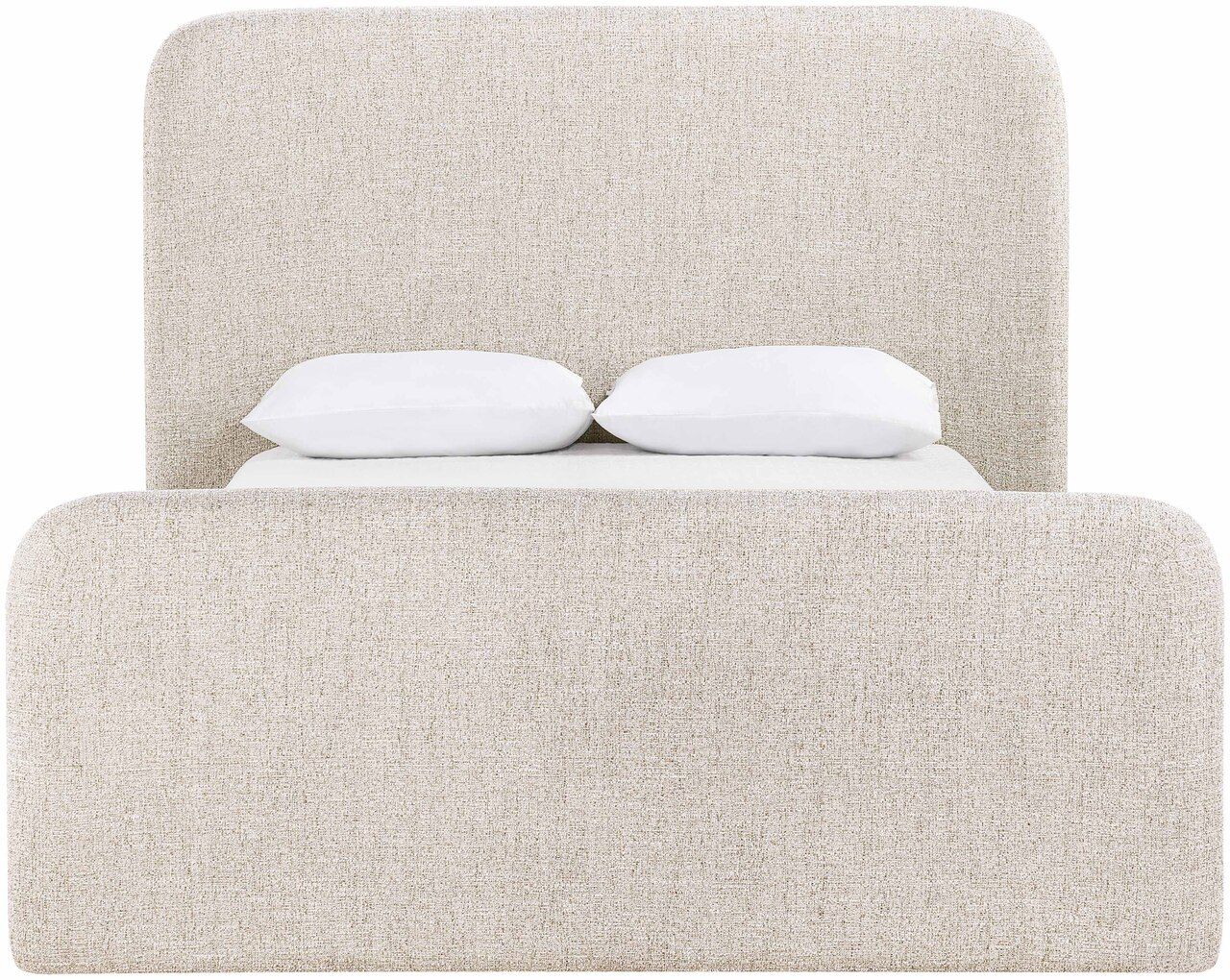 The appearance of Fira Linen Textured Fabric Upholstered Queen Bed In Beige designed by Meridian in the modern / contemporary interior design. This beige piece of furniture  was selected by 1StopBedrooms from Fira Collection to add a touch of cosiness and style into your home. Sku: B1221Beige-Q Box 1/2 (Headboard / Footboard / Centered Support Legs / Slats);B1221Beige-Q Box 2/2 (Side Rails / Center Rail). Bed Size: Queen. Material: Linen. Bed Type: Upholstered Bed.
