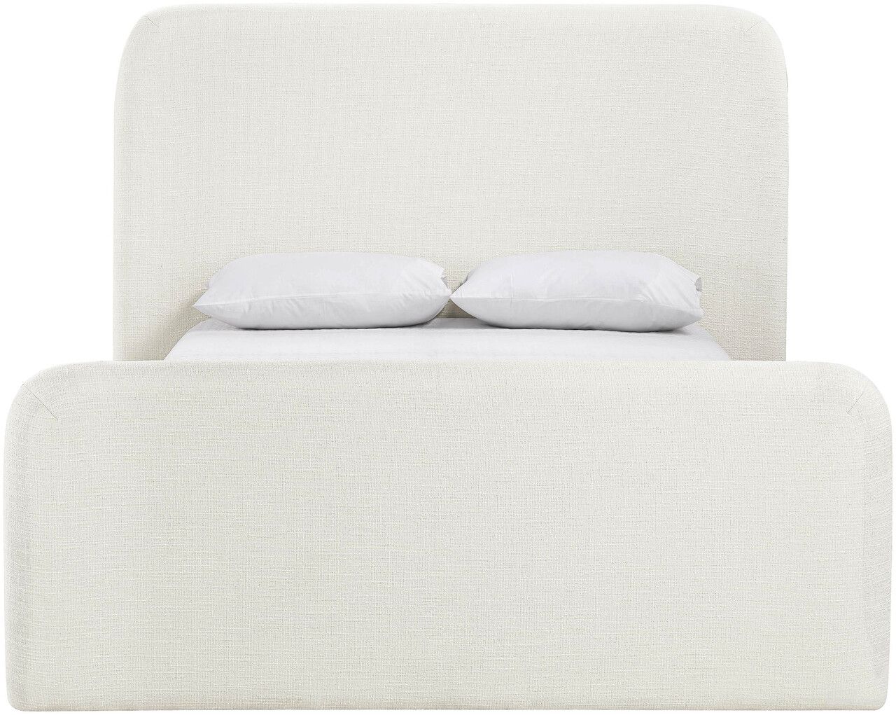 Fira Linen Textured Fabric Upholstered Queen Bed In Cream