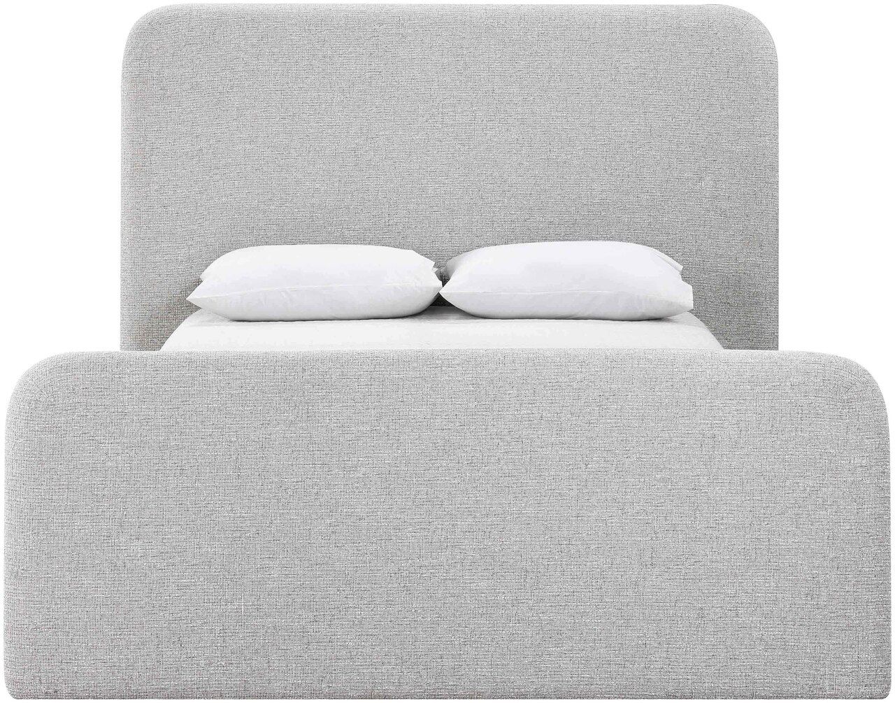 Fira Linen Textured Fabric Upholstered Queen Bed In Grey