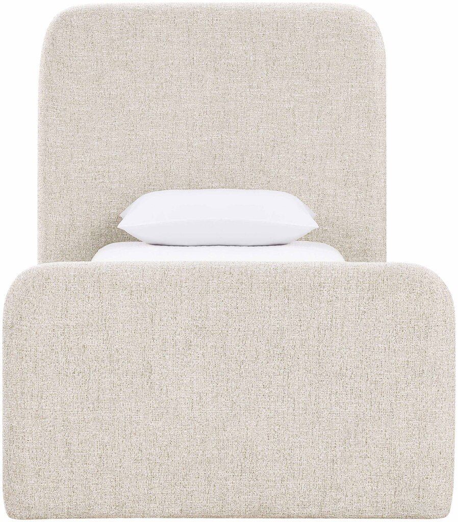 The appearance of Fira Linen Textured Fabric Upholstered Twin Bed In Beige designed by Meridian in the modern / contemporary interior design. This beige piece of furniture was selected by 1StopBedrooms from Fira Collection to add a touch of cosiness and style into your home. Sku: B1221Beige-T Box 1/2 (Headboard / Footboard / Slats);B1221Beige-T Box 2/2 (Side Rails). Bed Size: Twin. Material: Linen. Bed Type: Upholstered Bed.