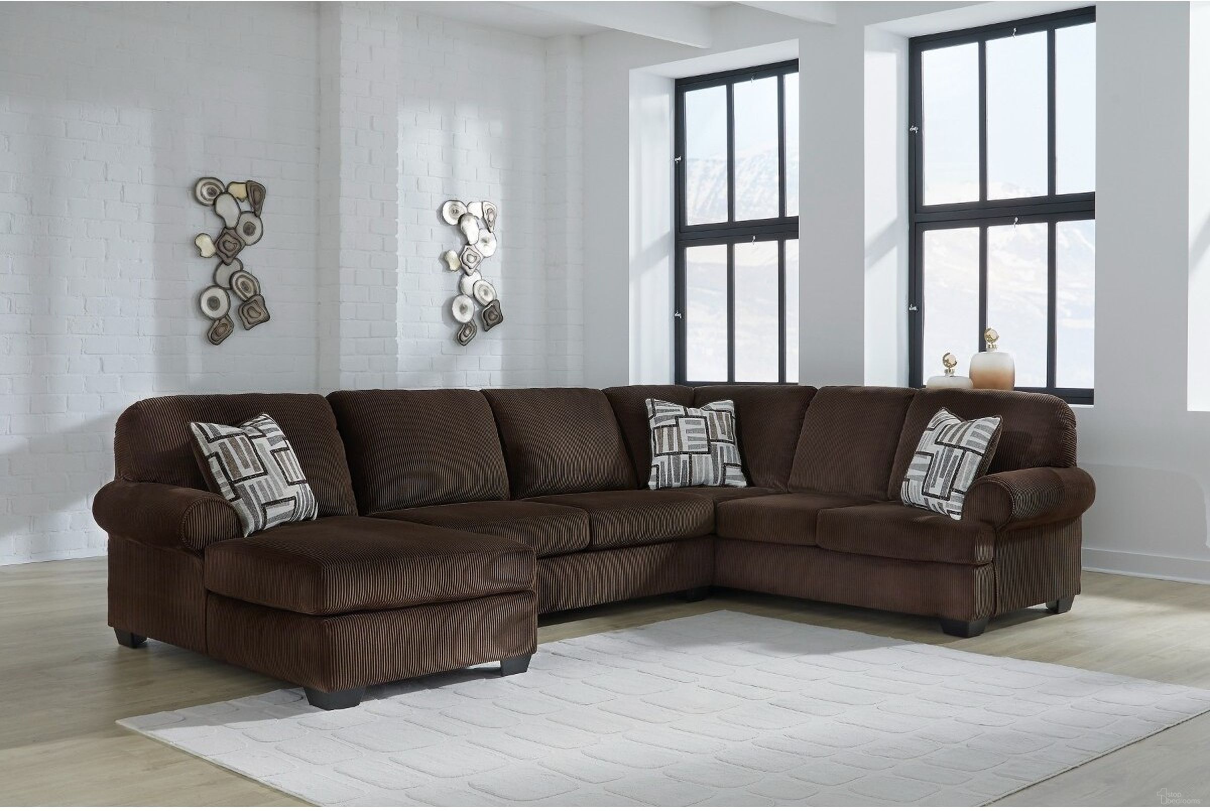The appearance of Firescrest 3-Piece LAF Sectional With Chaise In Chocolate designed by Signature Design by Ashley in the modern / contemporary interior design. This chocolate piece of furniture was selected by 1StopBedrooms from Firescrest Collection to add a touch of cosiness and style into your home. Sku: NC3560316;NC3560334;NC3560367. Material: Polyester. Layout: Sofa & Chaise. Orientation: LAF.