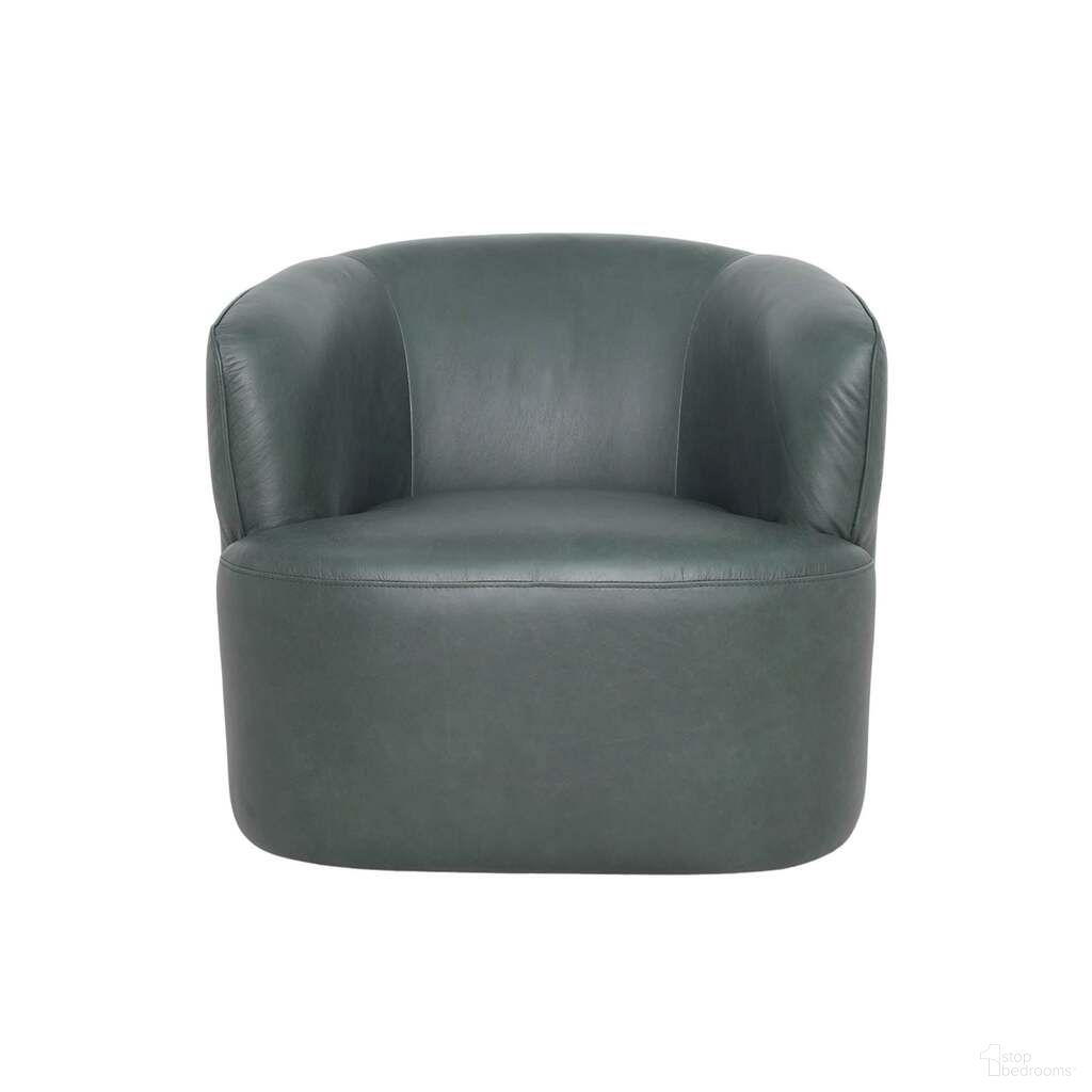 The appearance of Fireside Swivel Club Chair In Deep Moss and Black designed by LH Imports in the modern / contemporary interior design. This deep moss/black piece of furniture  was selected by 1StopBedrooms from Fireside Collection to add a touch of cosiness and style into your home. Sku: FIR011-DPM. Material: Top Grain Leather.