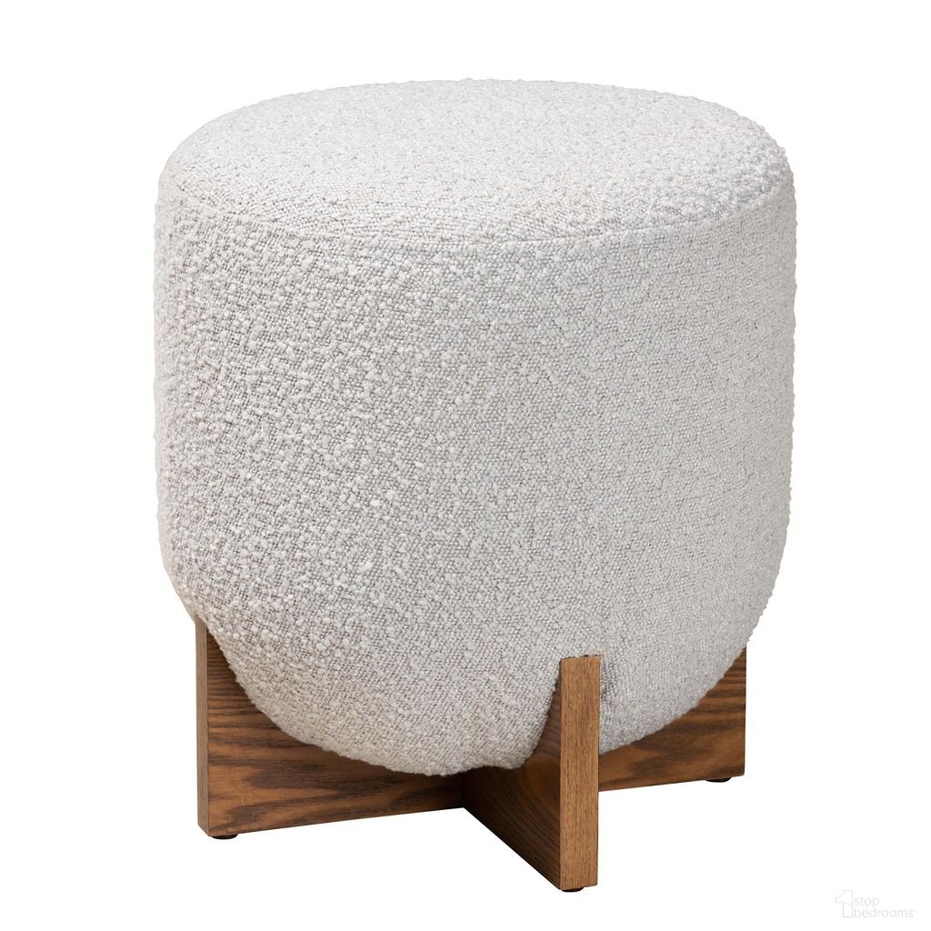 The appearance of Fisk Boucle Fabric and Wood Ottoman Footstool In Light Grey and Walnut Brown designed by Baxton Studio in the modern / contemporary interior design. This grey/brown piece of furniture was selected by 1StopBedrooms from Fisk Collection to add a touch of cosiness and style into your home. Sku: BBT5475-Maya-Sky Grey/Walnut-Foot Stool. Material: Plywood.