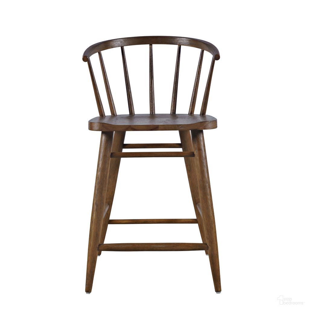 The appearance of Fitz Solid Wood Curved Back Spindle Counter Stool In Chestnut designed by Jofran in the modern / contemporary interior design. This chestnut piece of furniture  was selected by 1StopBedrooms from Fitz Collection to add a touch of cosiness and style into your home. Sku: 2421-FITZSTCHS. Material: Plywood.