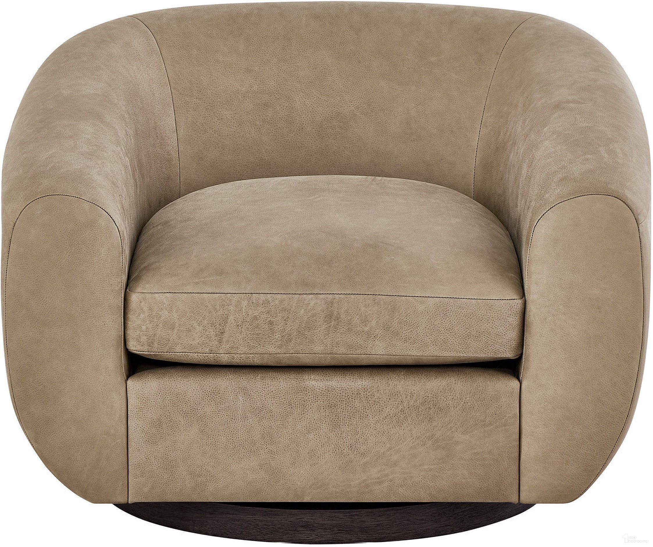 The appearance of Fitz Swivel Chair In Beige designed by Universal in the modern / contemporary interior design. This beige piece of furniture  was selected by 1StopBedrooms from Fitz Collection to add a touch of cosiness and style into your home. Sku: U539503-1830-1. Material: Genuine Leather.