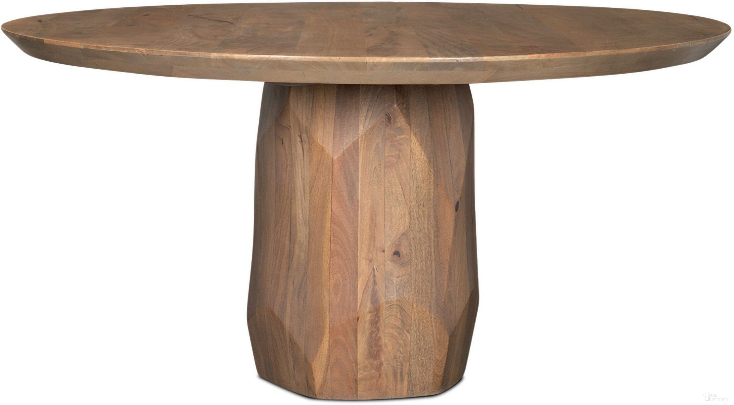 The appearance of Fitzgerald Dining Table In Light Brown designed by Mercana in the modern / contemporary interior design. This light brown piece of furniture  was selected by 1StopBedrooms from Fitzgerald Collection to add a touch of cosiness and style into your home. Sku: 70570-AB. Table Base Style: Pedestal. Table Top Shape: Oval. Material: Wood. Size: 60" x 60".