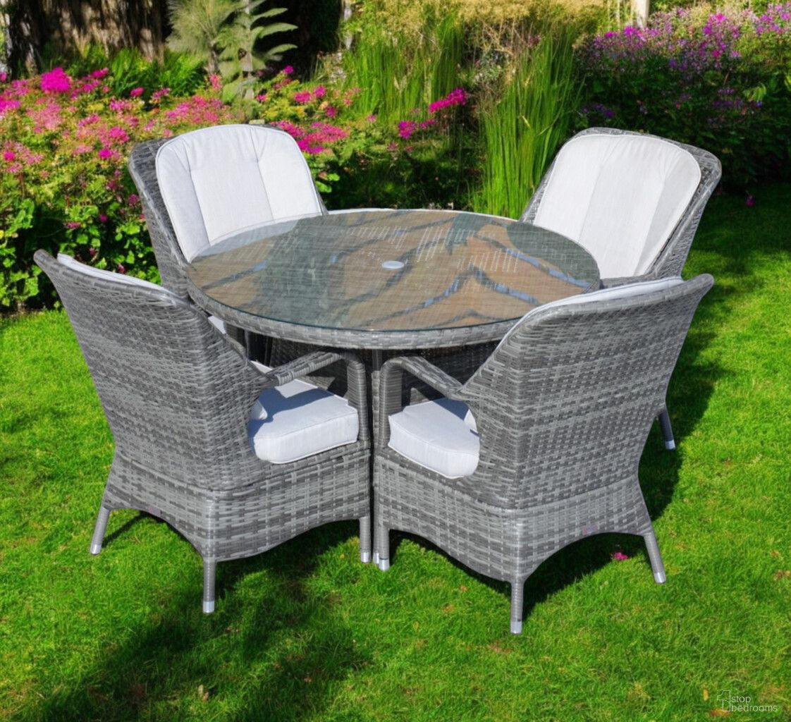 The appearance of Five Piece Round Glass Dining Set In Gray designed by Homeroots in the modern / contemporary interior design. This gray piece of furniture was selected by 1StopBedrooms from to add a touch of cosiness and style into your home. Sku: 389968. Material: Glass.
