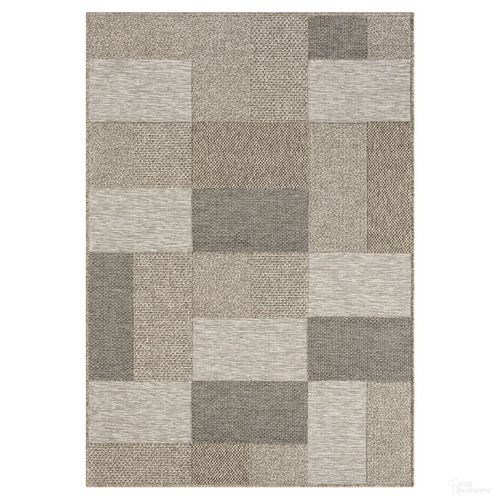Fjord 2' x 3' Oslo Block Indoor Outdoor Area Rug In Tan and Brown