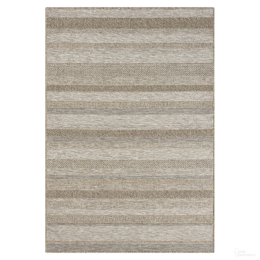 Fjord 2' x 3' Oslo Striped Indoor Outdoor Area Rug In Tan and Brown