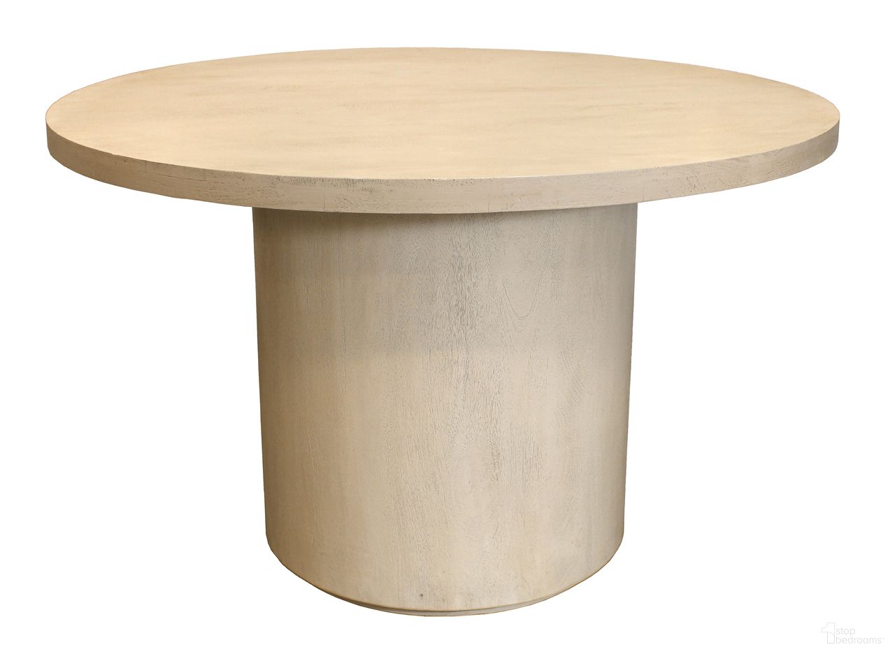 The appearance of Flagstaff 48 Inch Round Dining Table In Natural and Stone designed by Moti in the modern / contemporary interior design. This natural and stone piece of furniture  was selected by 1StopBedrooms from Flagstaff Collection to add a touch of cosiness and style into your home. Sku: 77002005. Table Base Style: Pedestal. Table Top Shape: Round. Material: Wood. Size: 48".