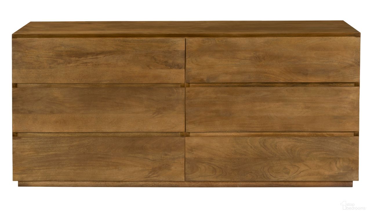 The appearance of Flagstaff 6-Drawer Dresser In Spice Tan designed by Moti in the modern / contemporary interior design. This spice tan piece of furniture was selected by 1StopBedrooms from Flagstaff Collection to add a touch of cosiness and style into your home. Sku: 77016020. Material: Mango Wood.