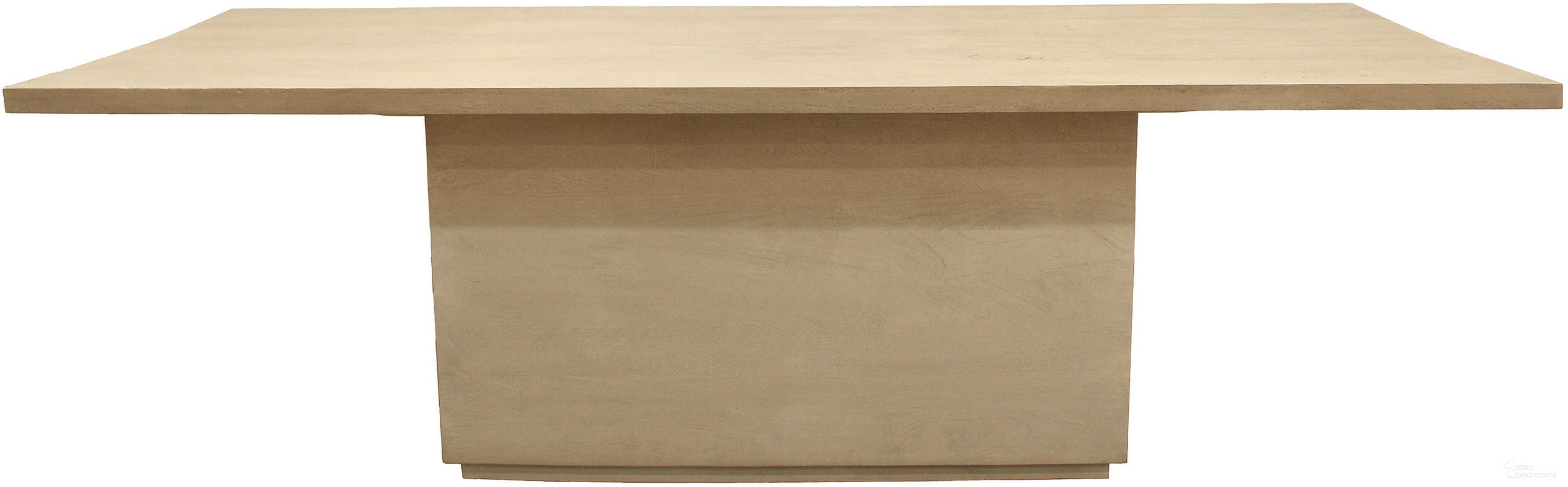 The appearance of Flagstaff 72 Inch Dining Table In Natural and Stone designed by Moti in the modern / contemporary interior design. This natural and stone piece of furniture  was selected by 1StopBedrooms from Flagstaff Collection to add a touch of cosiness and style into your home. Sku: 77002001. Table Base Style: Pedestal. Material: Wood. Table Top Shape: Rectangular. Size: 40" x 72".