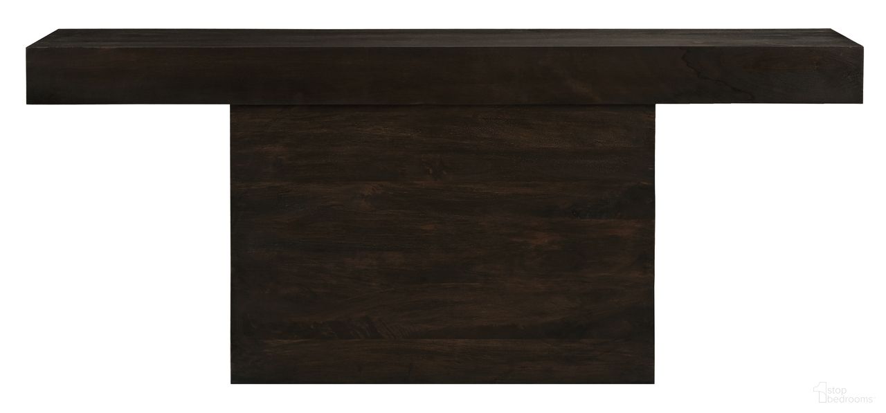 The appearance of Flagstaff Console Table In Barista Brown designed by Moti in the modern / contemporary interior design. This barista brown piece of furniture was selected by 1StopBedrooms from Flagstaff Collection to add a touch of cosiness and style into your home. Sku: 77005021A. Material: Solid Wood.