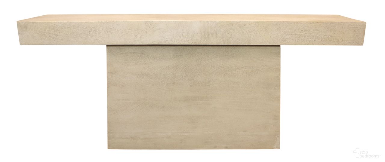 The appearance of Flagstaff Console Table In Stone Natural designed by Moti in the modern / contemporary interior design. This natural stone piece of furniture was selected by 1StopBedrooms from Flagstaff Collection to add a touch of cosiness and style into your home. Sku: 77005002A. Material: Mango Wood.