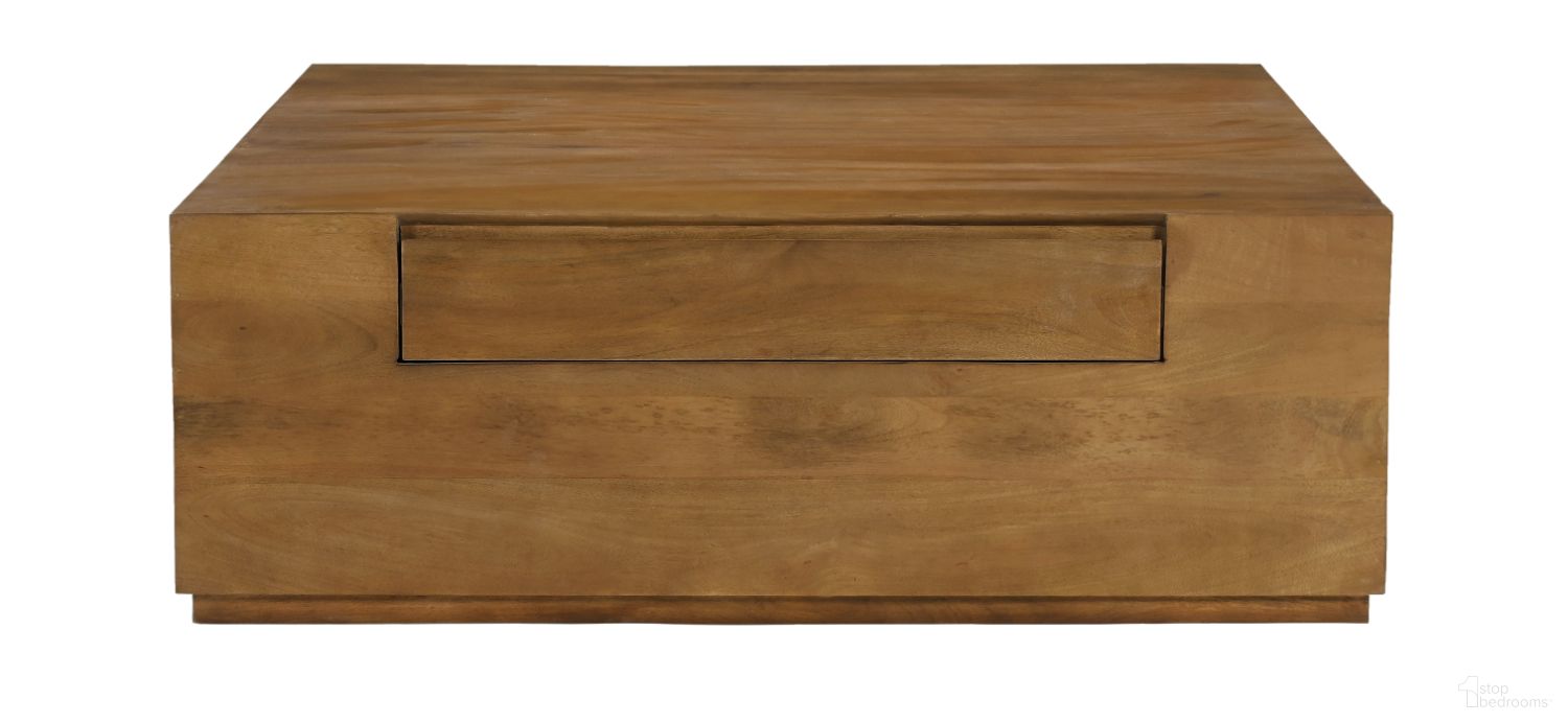 The appearance of Flagstaff Square 2-Drawers Cocktail Table In Spice Tan designed by Moti in the modern / contemporary interior design. This tan piece of furniture  was selected by 1StopBedrooms from Flagstaff Collection to add a touch of cosiness and style into your home. Sku: 77003020. Material: Wood.
