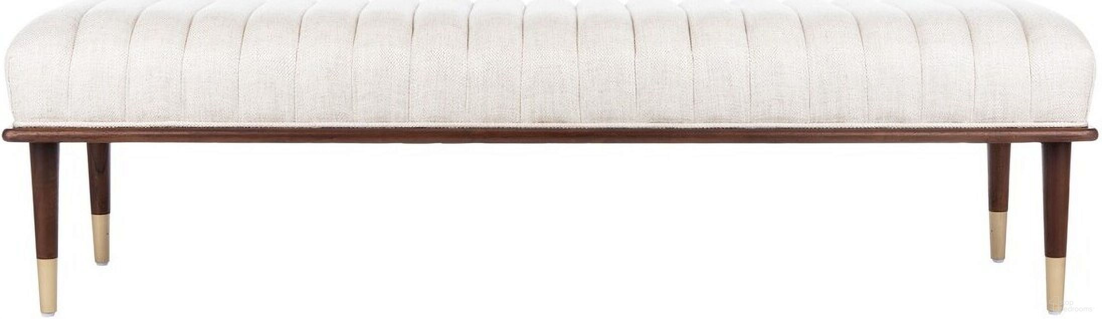 Flannery Mid-Century Bench In Cream