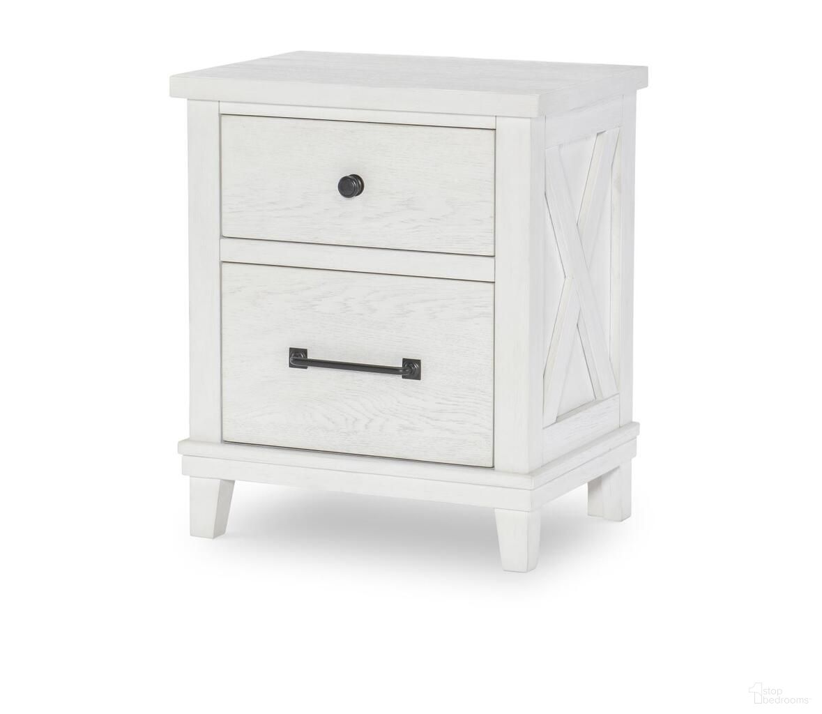 The appearance of Flatiron 2 Drawer Night Stand In Aged White designed by Legacy Classic in the country / farmhouse interior design. This aged white piece of furniture was selected by 1StopBedrooms from Flatiron Collection to add a touch of cosiness and style into your home. Sku: 1861-3100V. Material: Hardwood.