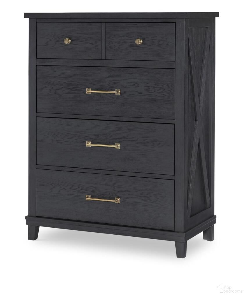 The appearance of Flatiron 4 Drawer Chest In Midnight designed by Legacy Classic in the country / farmhouse interior design. This midnight piece of furniture  was selected by 1StopBedrooms from Flatiron Collection to add a touch of cosiness and style into your home. Sku: 1860-2200C.