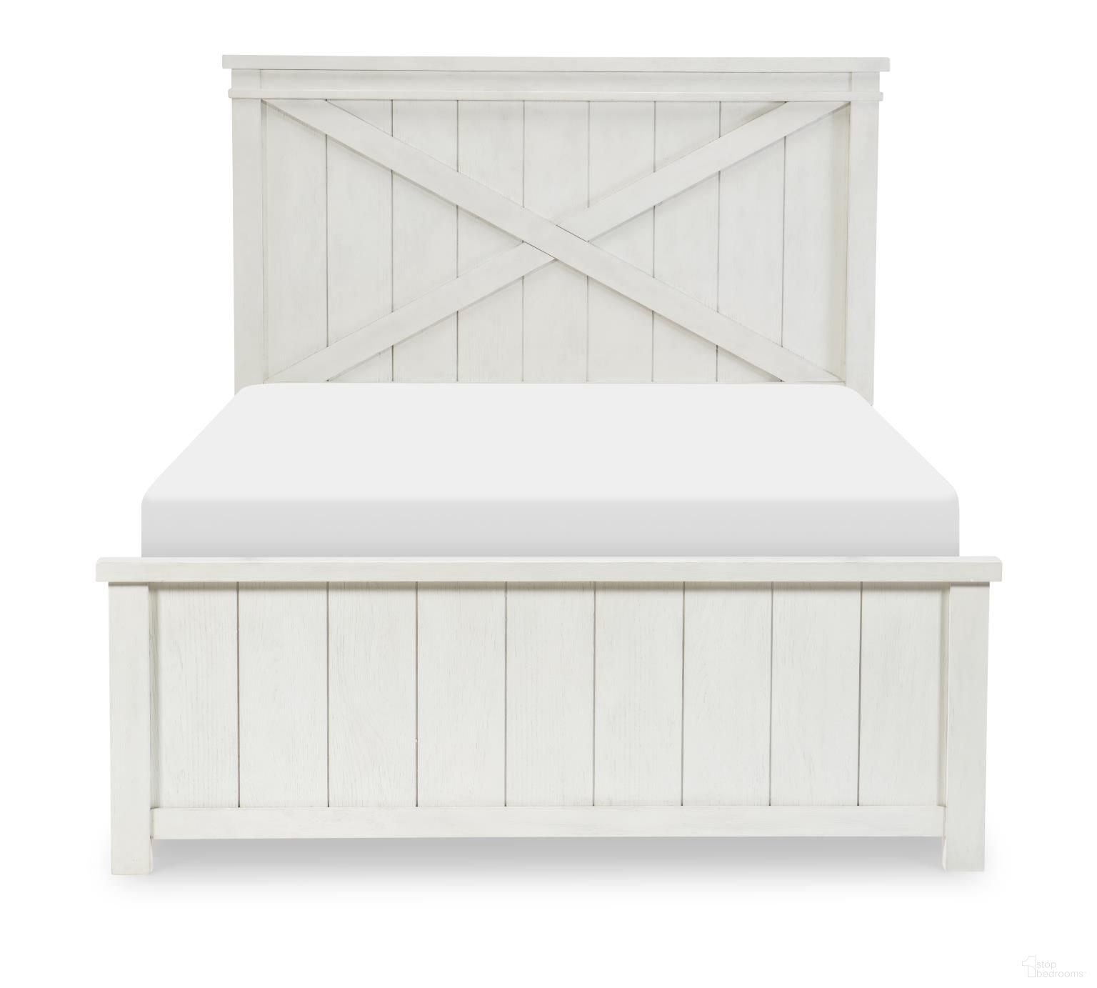 Flatiron Complete Full Panel Bed In Aged White