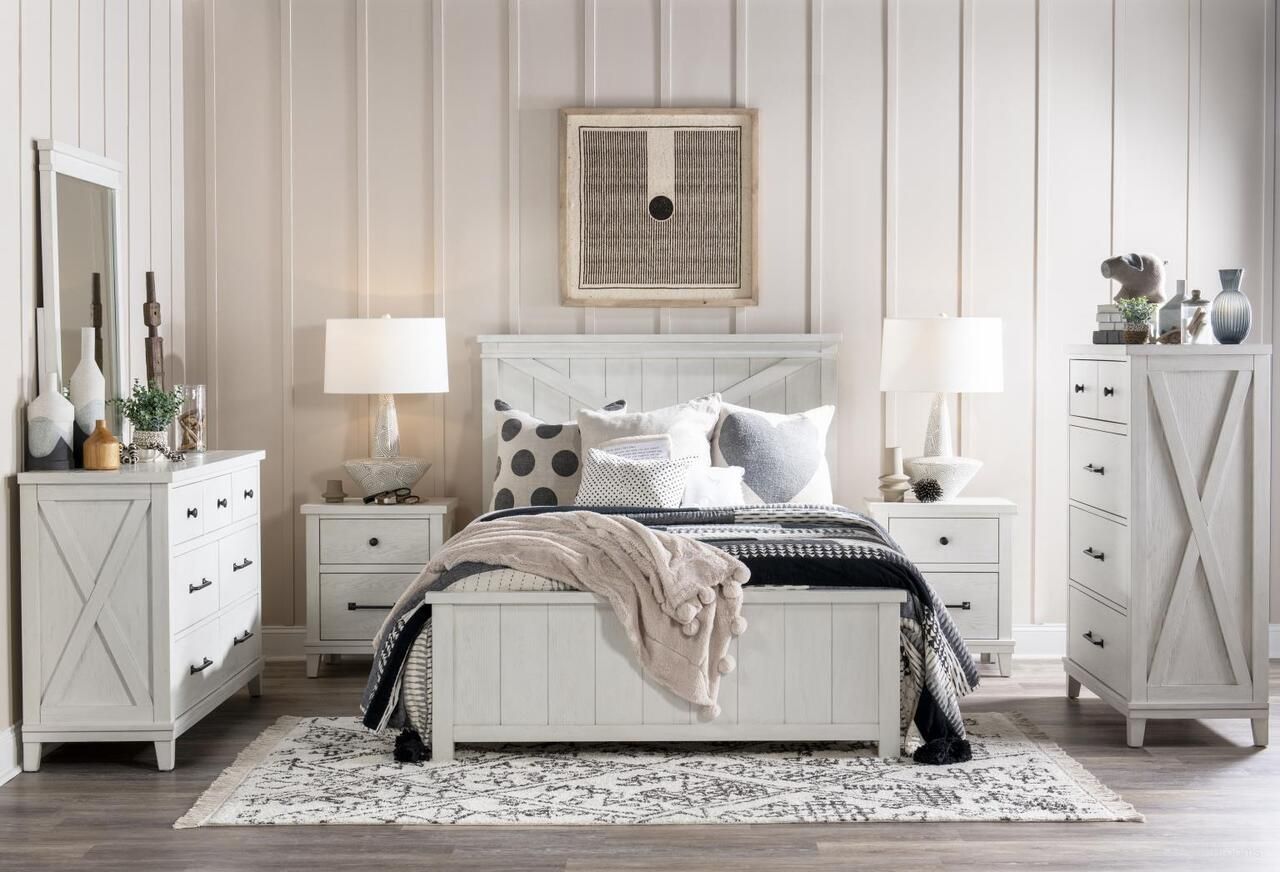 Flatiron Youth Panel Bedroom Set In Aged White
