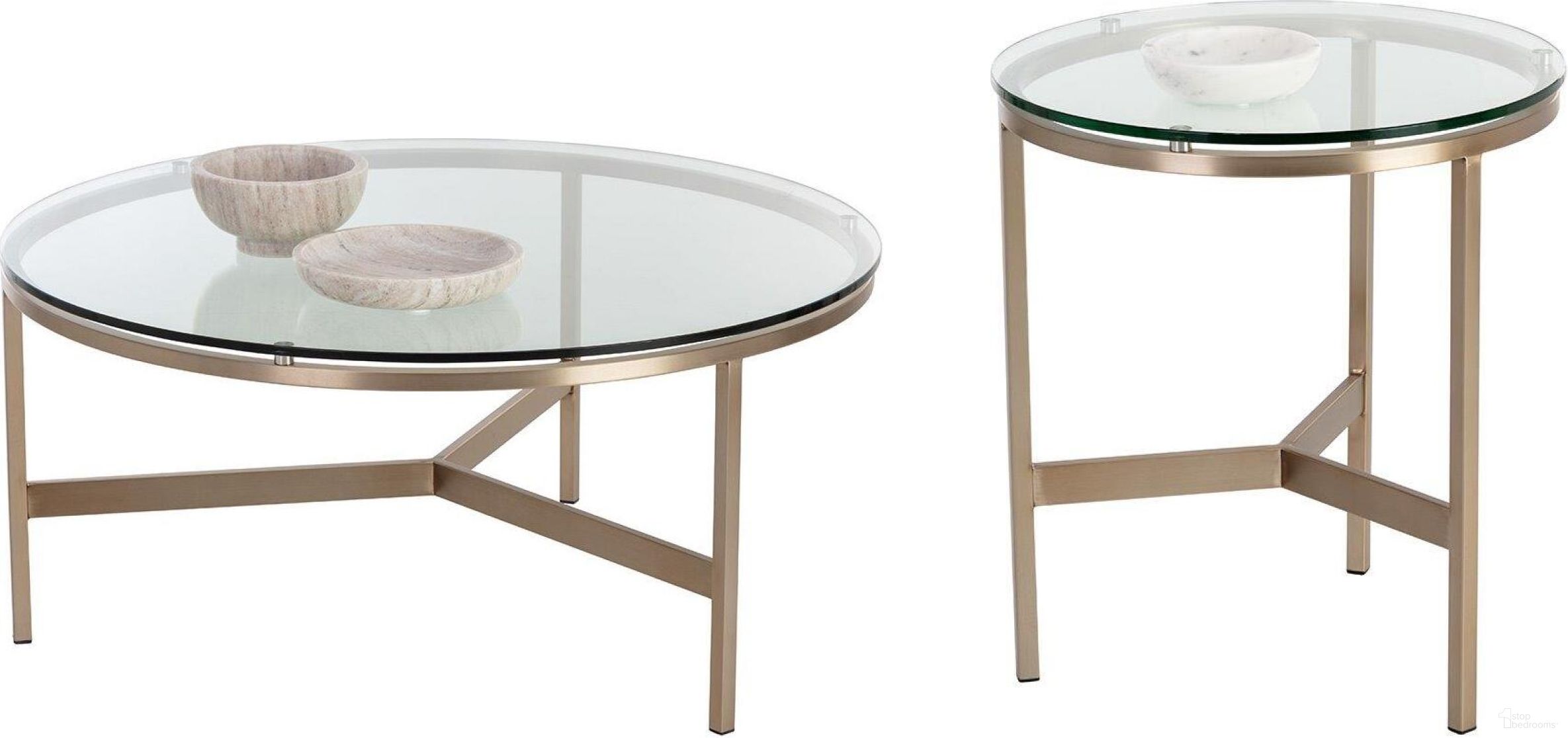 Flato Antique Brass And Clear Glass Occasional Table Set