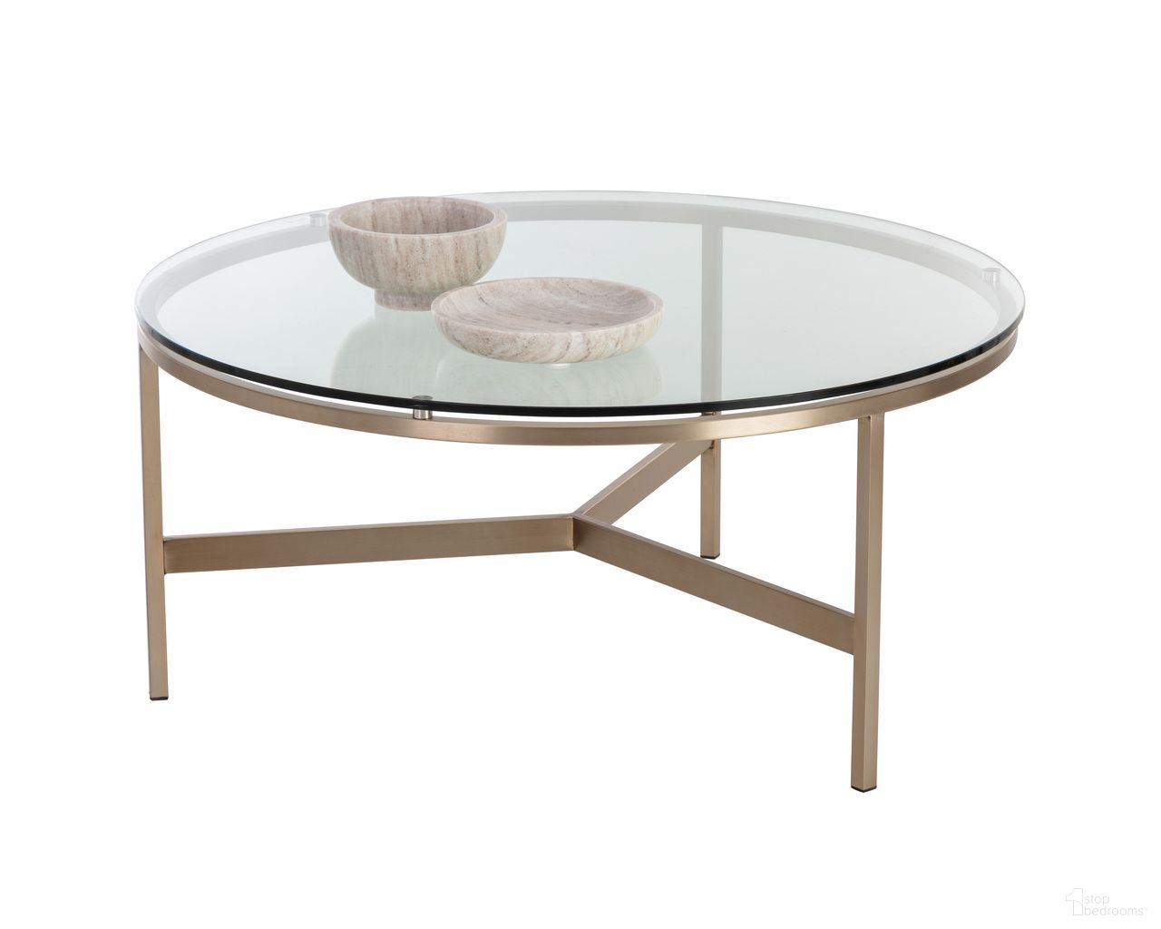 Flato Coffee Table In Antique Brass and Clear