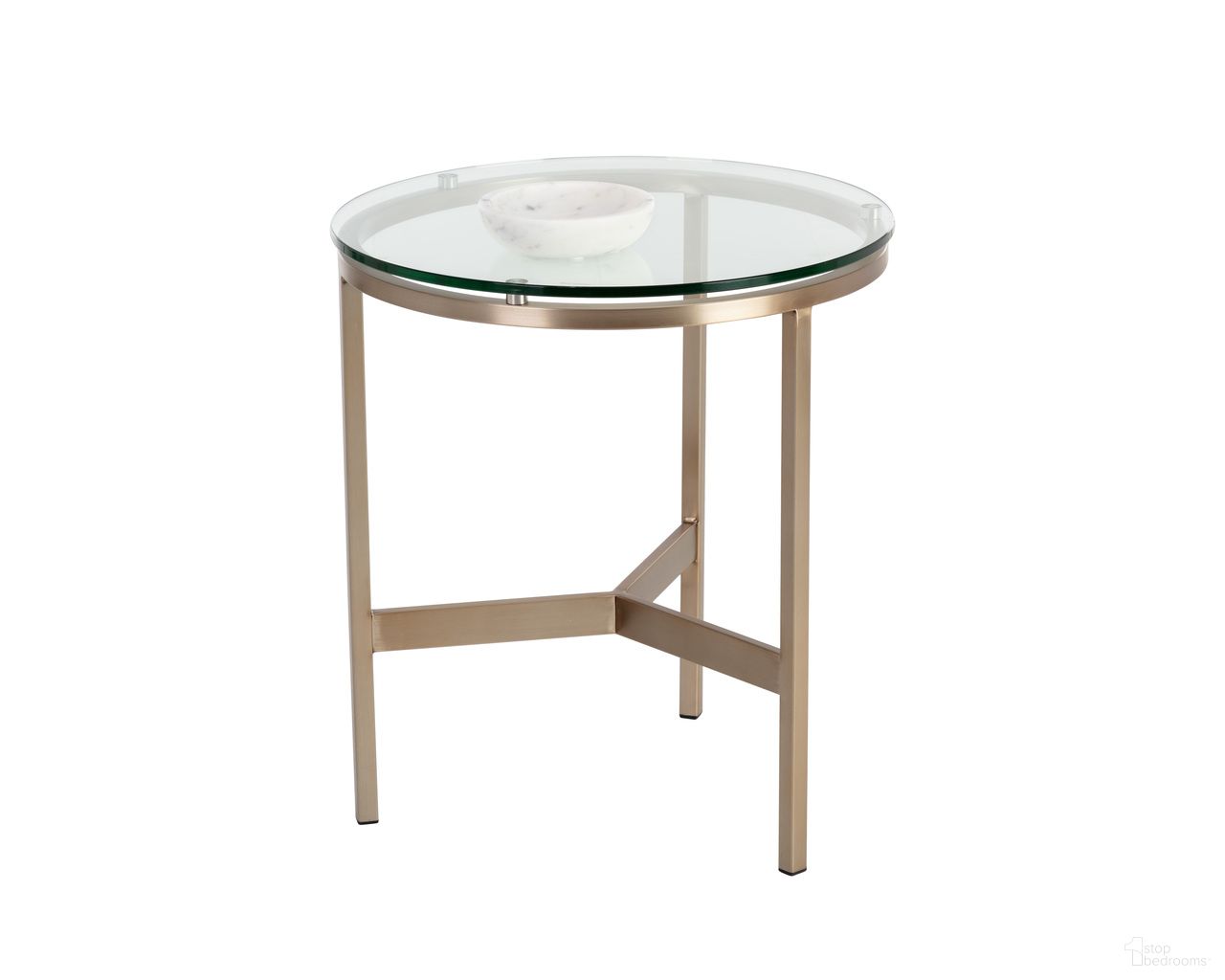 Flato End Table In Antique Brass and Clear