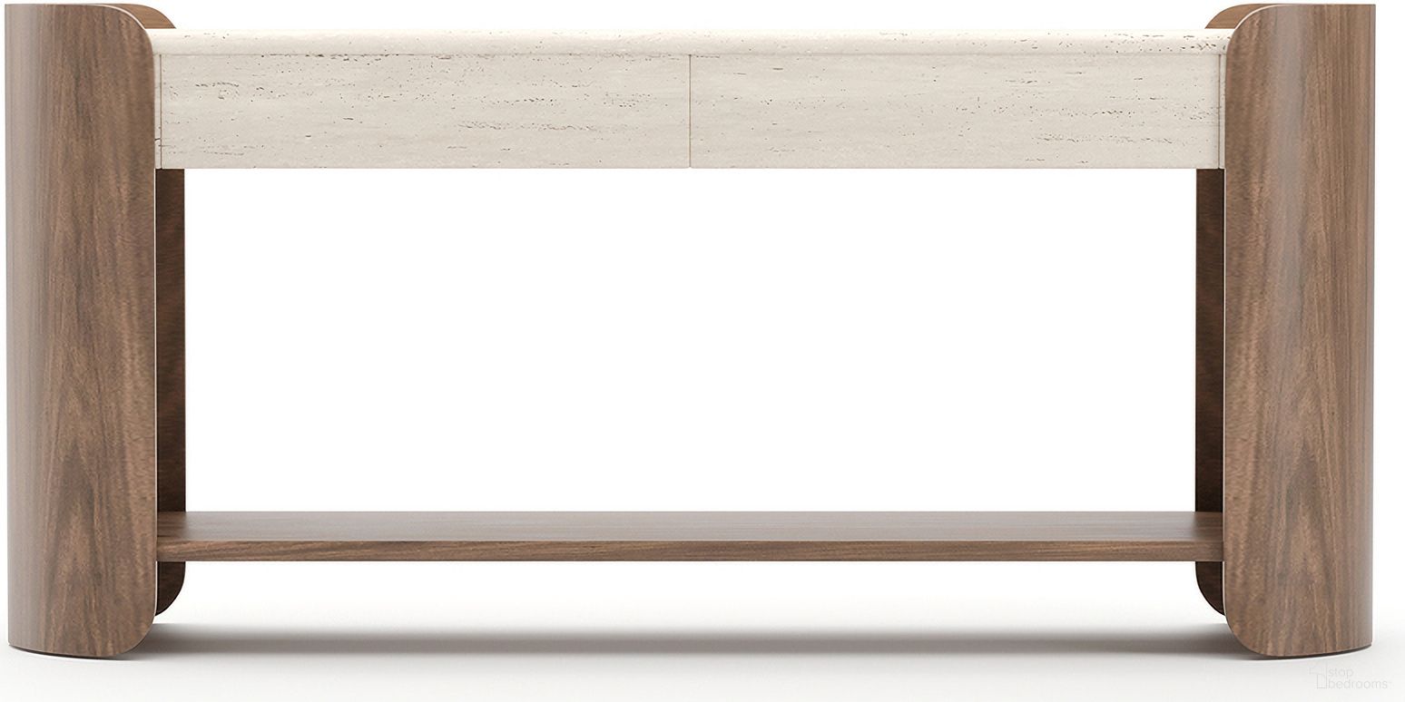 The appearance of Fleur Console Table In Brown designed by Caracole in the transitional interior design. This brown piece of furniture was selected by 1StopBedrooms from Fleur Collection to add a touch of cosiness and style into your home. Sku: CLA-425V-443. Material: Stone.