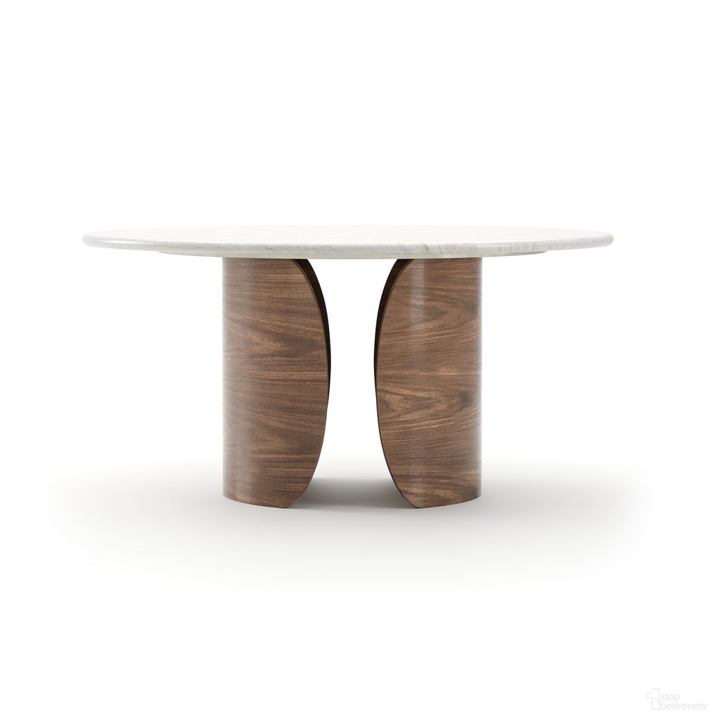 The appearance of Fleur Dining Table In Brown designed by Caracole in the modern / contemporary interior design. This brown piece of furniture was selected by 1StopBedrooms from Fleur Collection to add a touch of cosiness and style into your home. Sku: CLA-425V-2014B;CLA-425V-2014T. Table Base Style: Pedestal. Table Top Shape: Round. Material: Stone. Size: 60" x 60".
