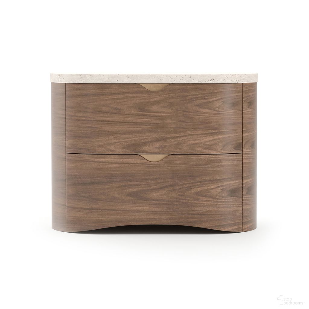The appearance of Fleur Large Nightstand In Brown designed by Caracole in the transitional interior design. This brown piece of furniture was selected by 1StopBedrooms from Fleur Collection to add a touch of cosiness and style into your home. Sku: CLA-425V-069. Material: Stone.