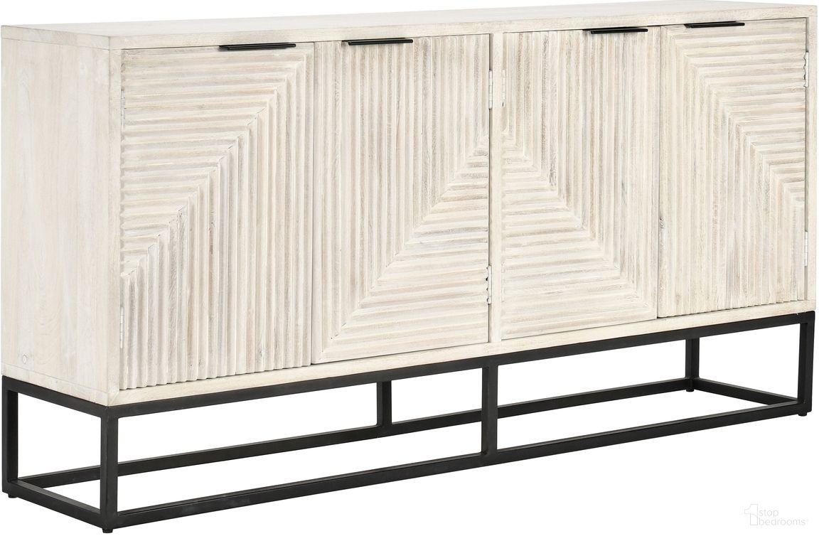The appearance of Flint 4 Door Buffet In White Wash designed by Classic Home in the modern / contemporary interior design. This white wash piece of furniture  was selected by 1StopBedrooms from Flint Collection to add a touch of cosiness and style into your home. Sku: 52010862. Material: Mango Wood.