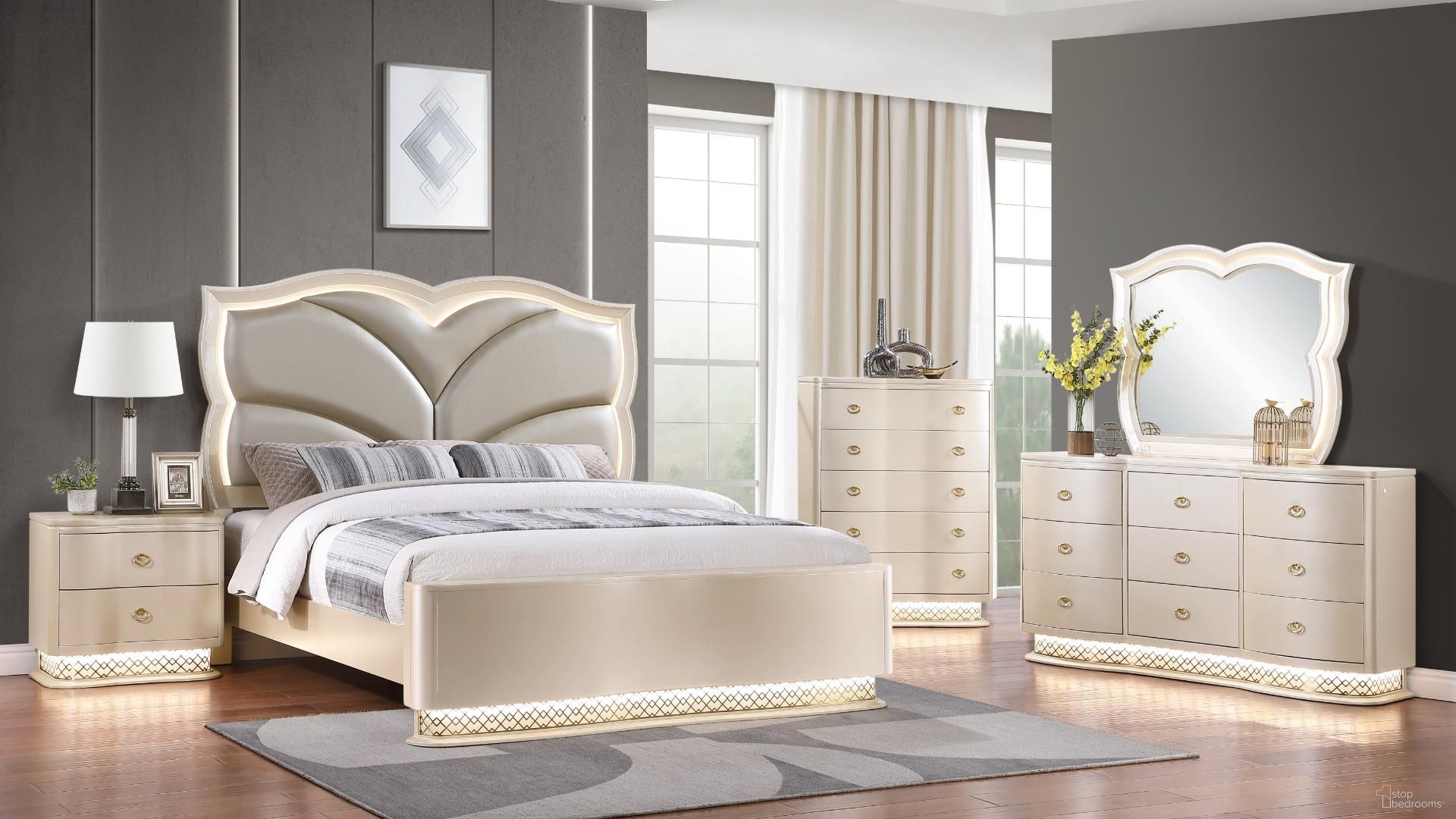 Flora Bedroom Set In Gold