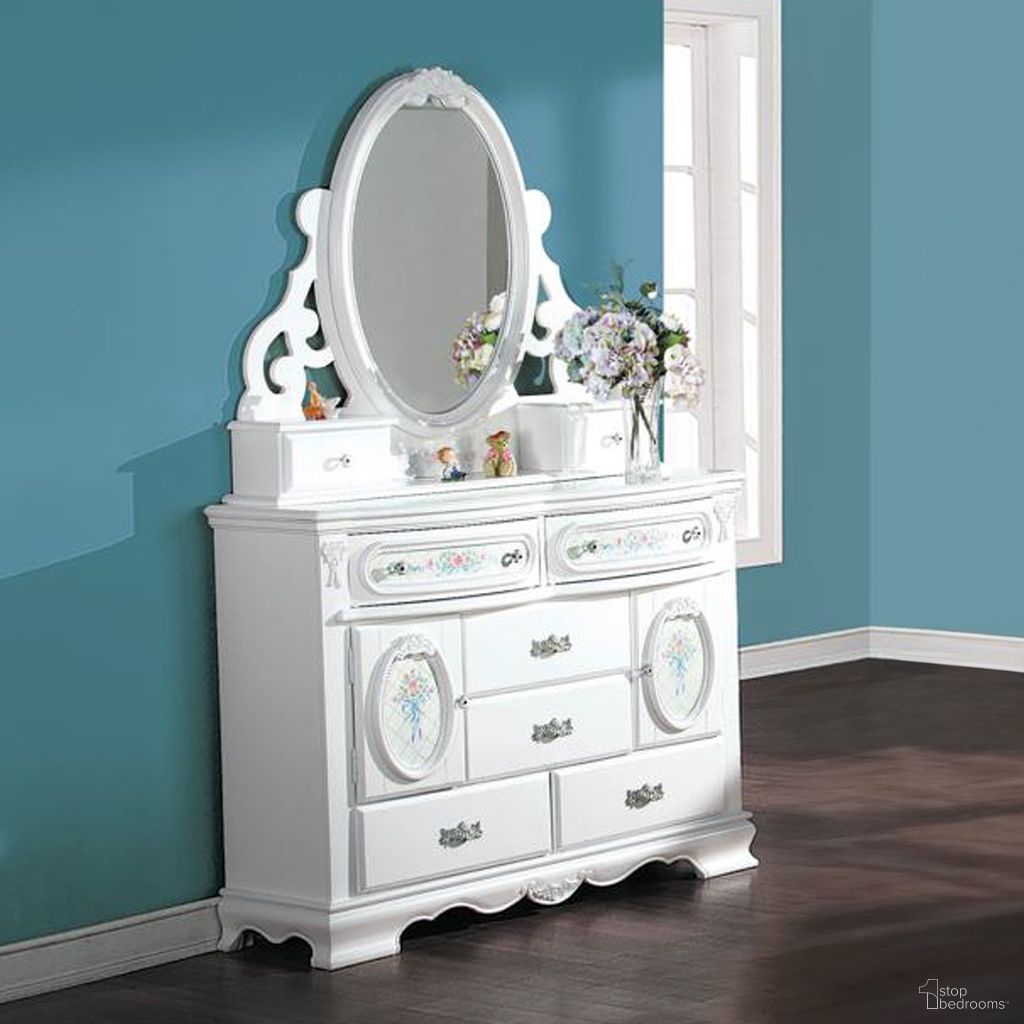 The appearance of Flora Dresser In White designed by ACME in the modern / contemporary interior design. This white piece of furniture was selected by 1StopBedrooms from Flora Collection to add a touch of cosiness and style into your home. Sku: BD01641. Material: Wood.