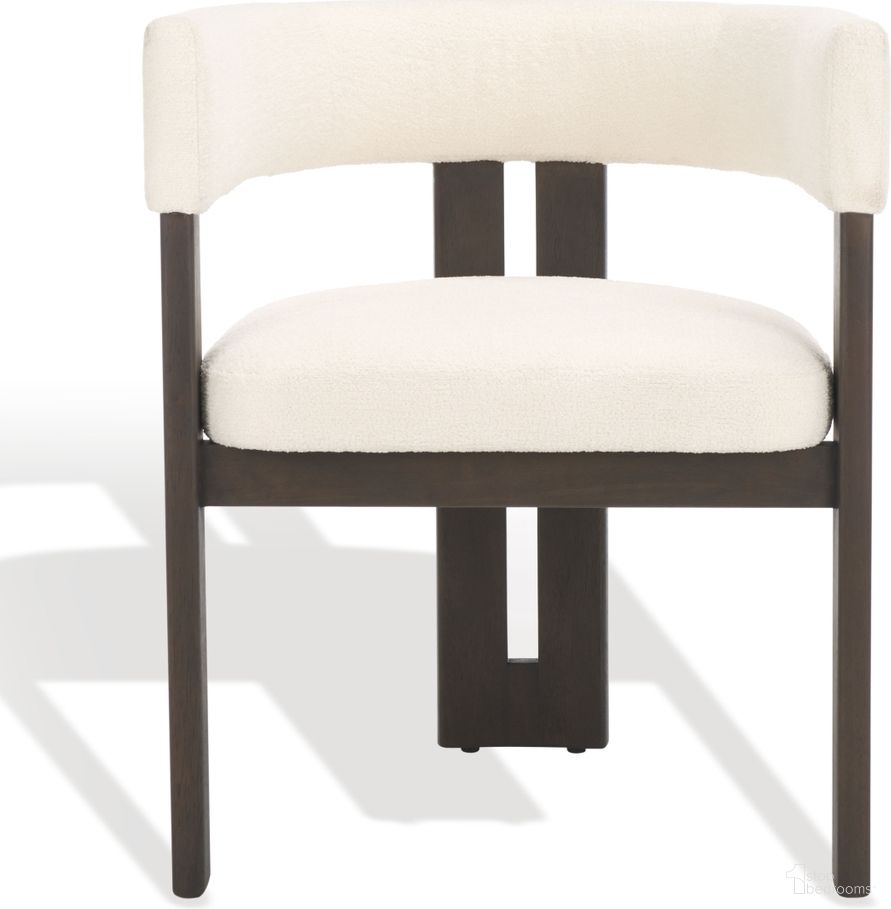 The appearance of Florabelle Boucle Arm Chair In Ivory and Dark Brown designed by Safavieh Couture in the modern / contemporary interior design. This ivory and dark brown piece of furniture  was selected by 1StopBedrooms from Florabelle Collection to add a touch of cosiness and style into your home. Sku: SFV7236A. Material: Wood. Chair Type: Arm Chair.
