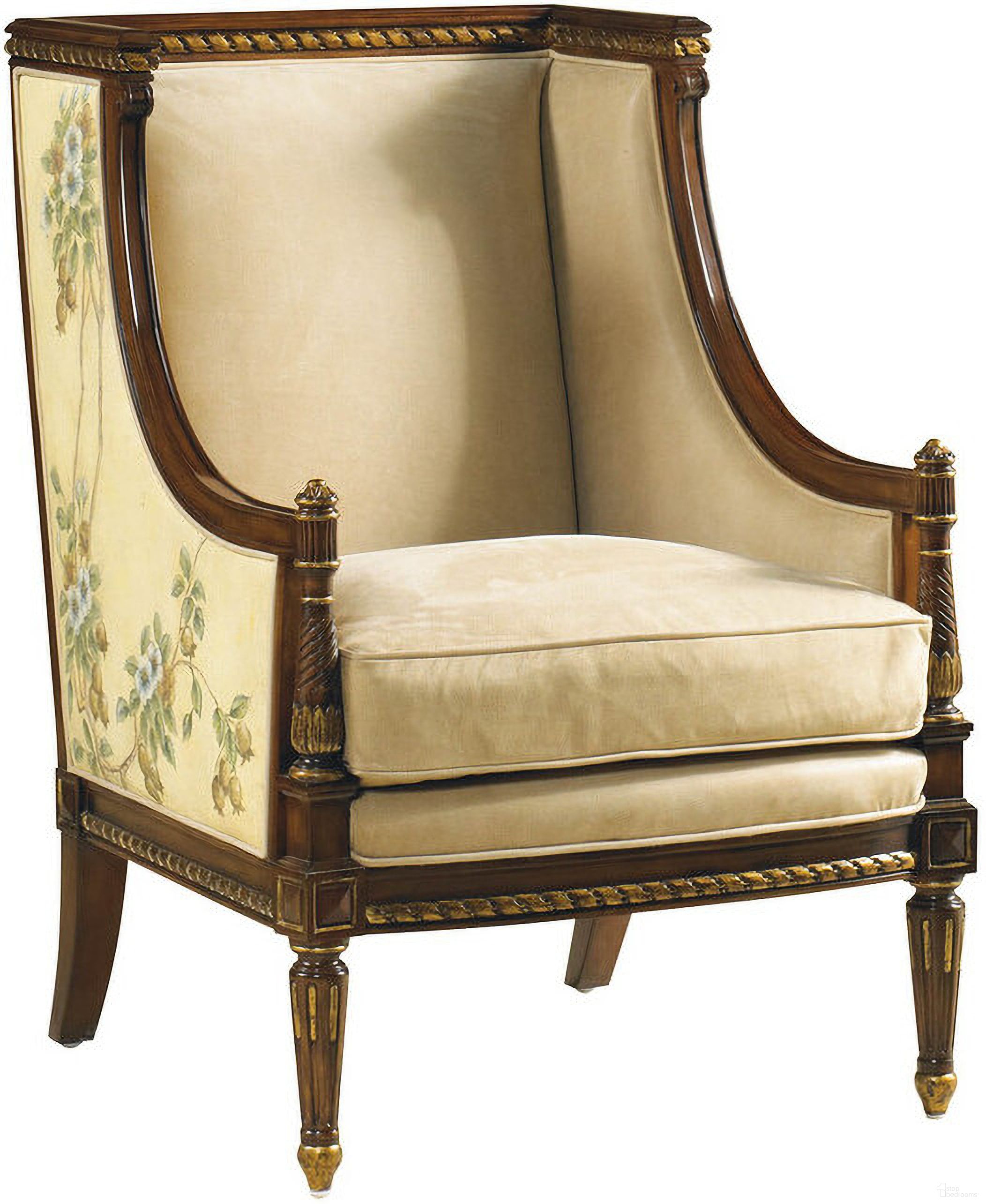 Floral Occasional Chair In Brown and Sand