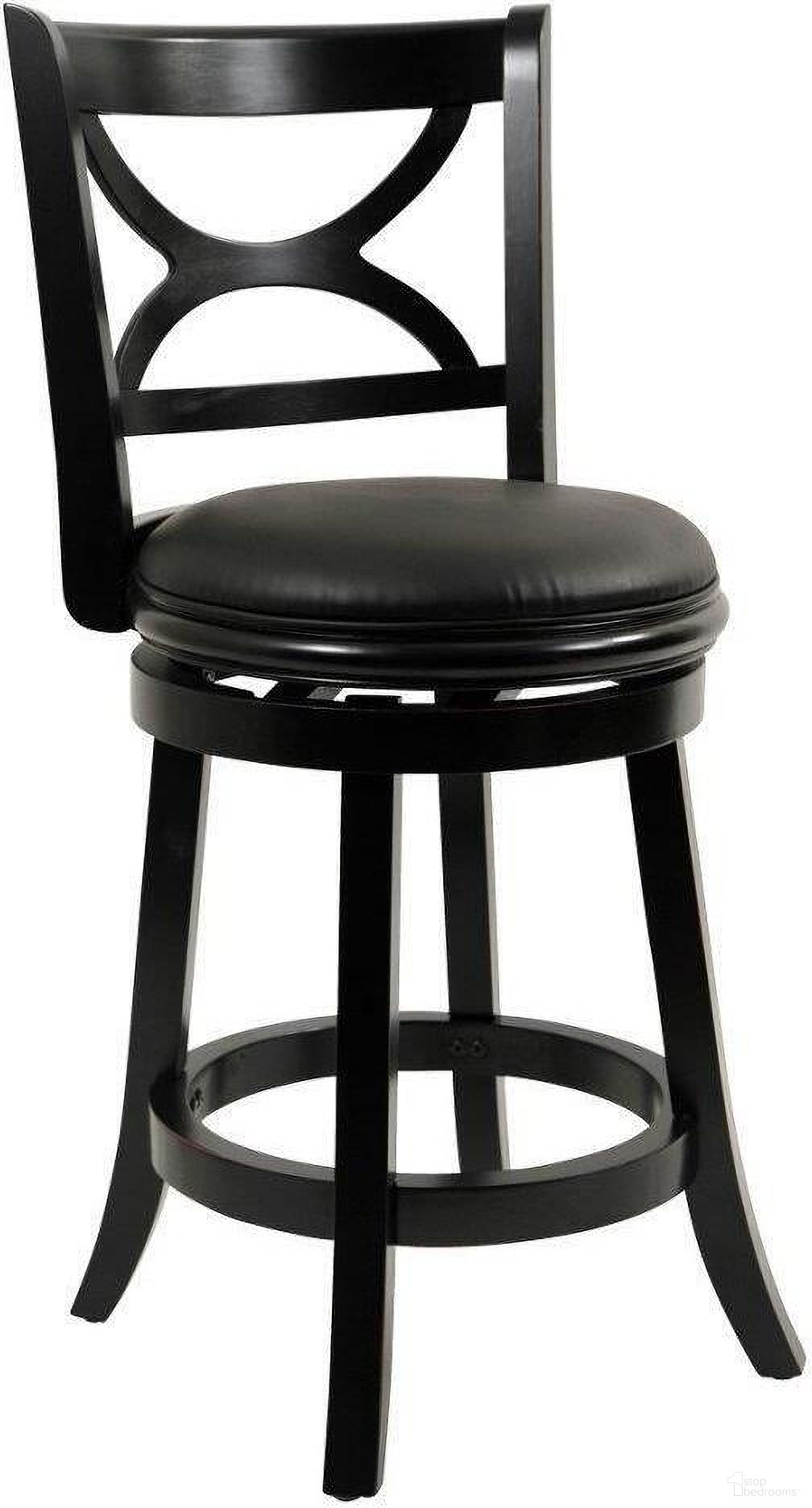 The appearance of Florence 24 Inch Swivel Counter Stool In Black Sandthru Finish designed by Boraam Industries in the modern / contemporary interior design. This black piece of furniture was selected by 1StopBedrooms from Florence Collection to add a touch of cosiness and style into your home. Sku: 45724. Material: Rubberwood.