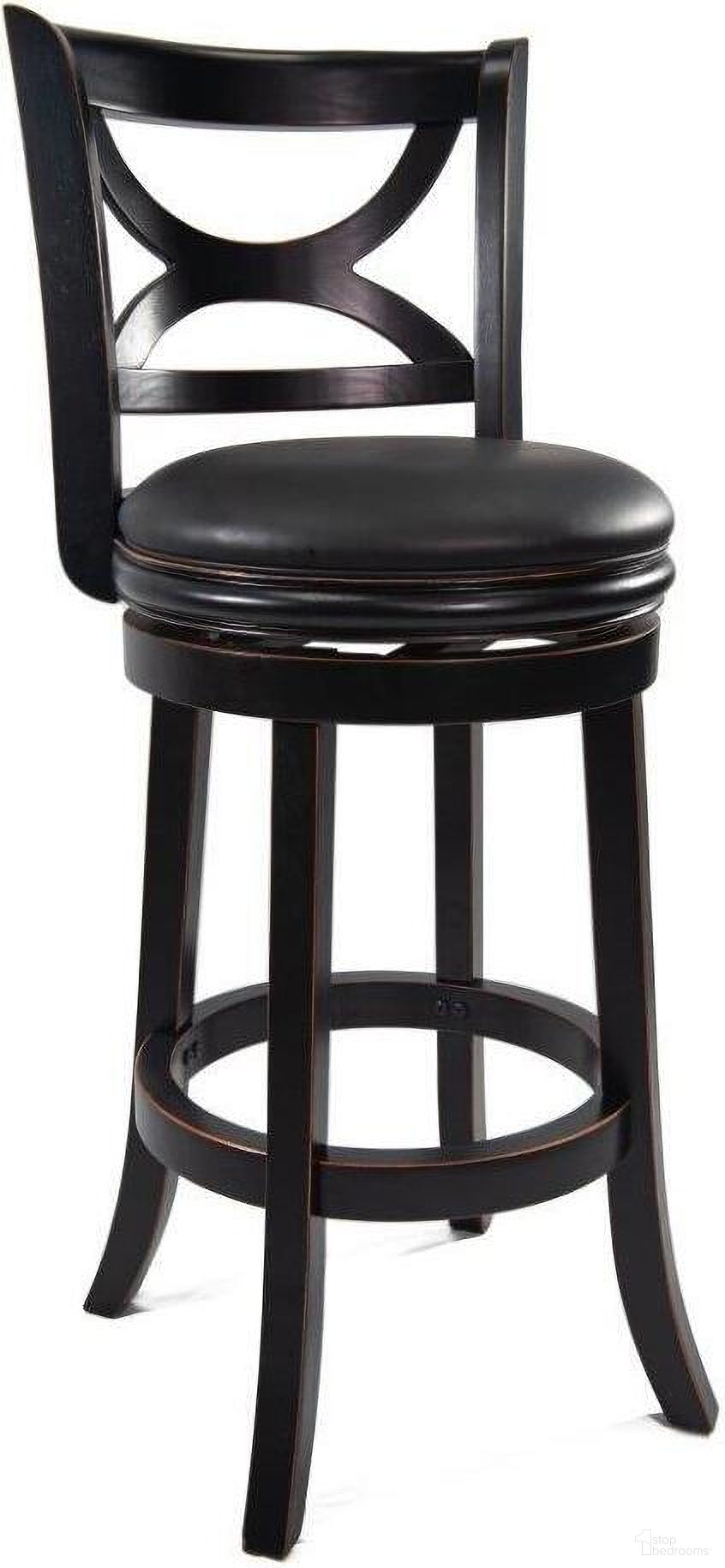 The appearance of Florence 29 Inch Swivel Bar Stool In Black Sandthru Finish designed by Boraam Industries in the modern / contemporary interior design. This black piece of furniture was selected by 1StopBedrooms from Florence Collection to add a touch of cosiness and style into your home. Sku: 45729. Material: Rubberwood.